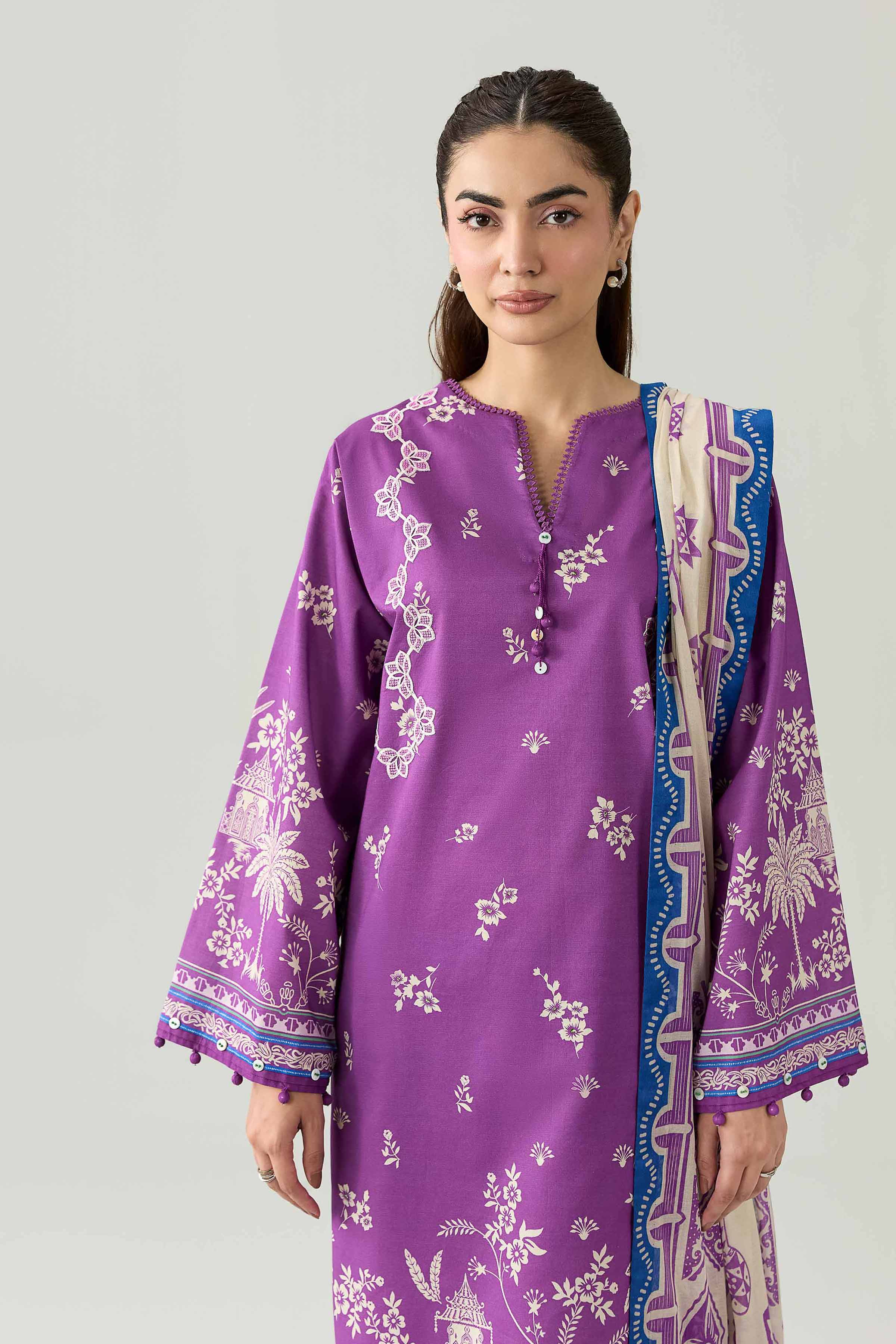 3 Piece - Digital Printed Embroidered Suit - 42602101