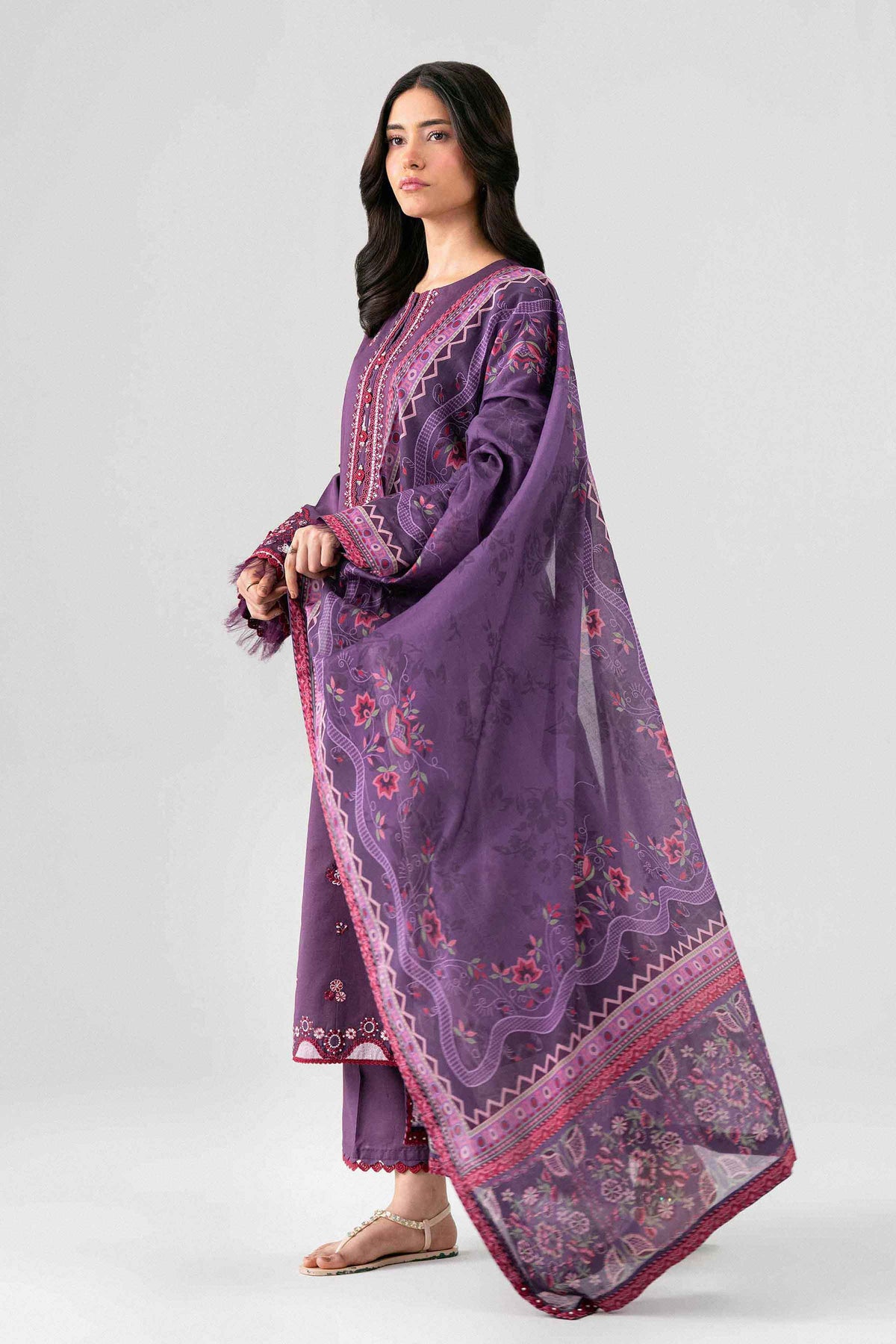 3 Piece - Digital Printed Embroidered Suit - 42602136