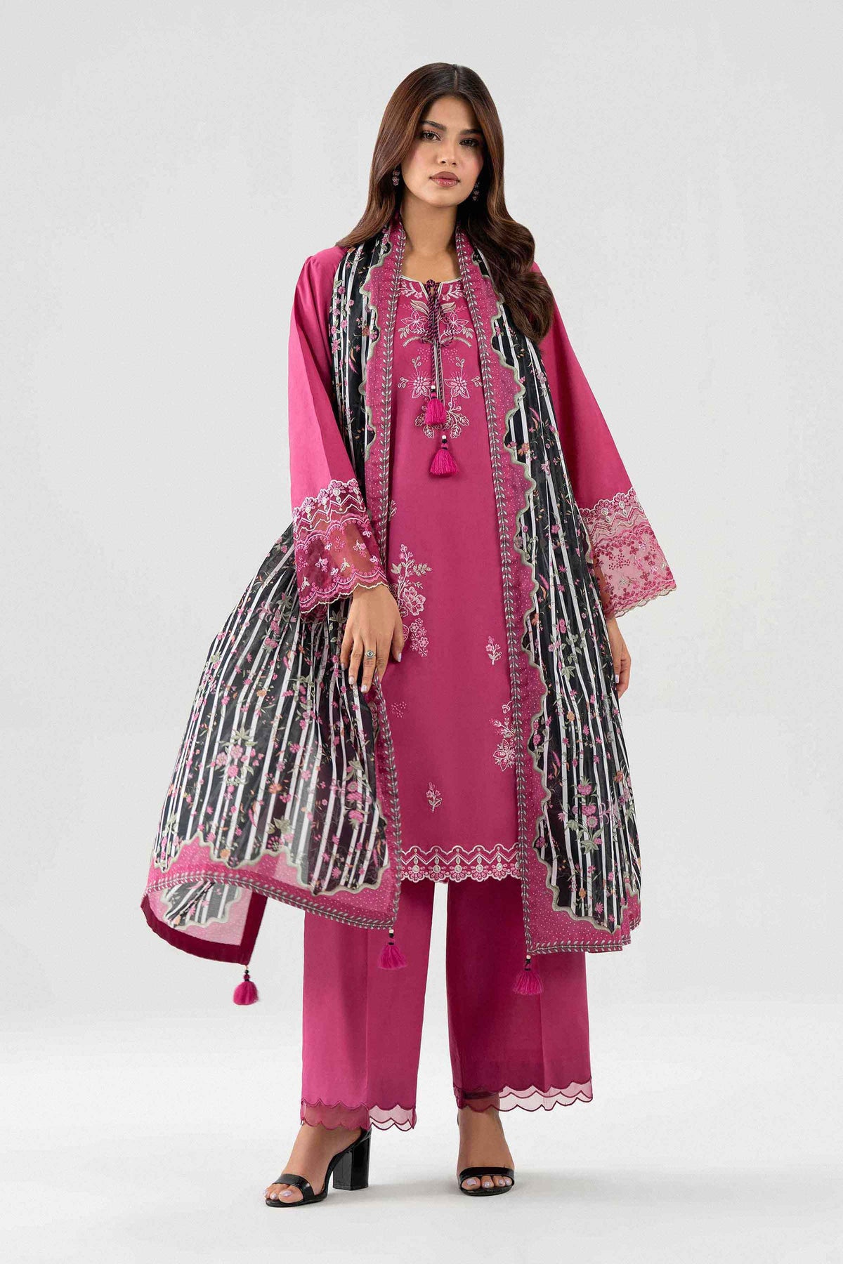 3 Piece - Digital Printed Embroidered Suit - 42602139