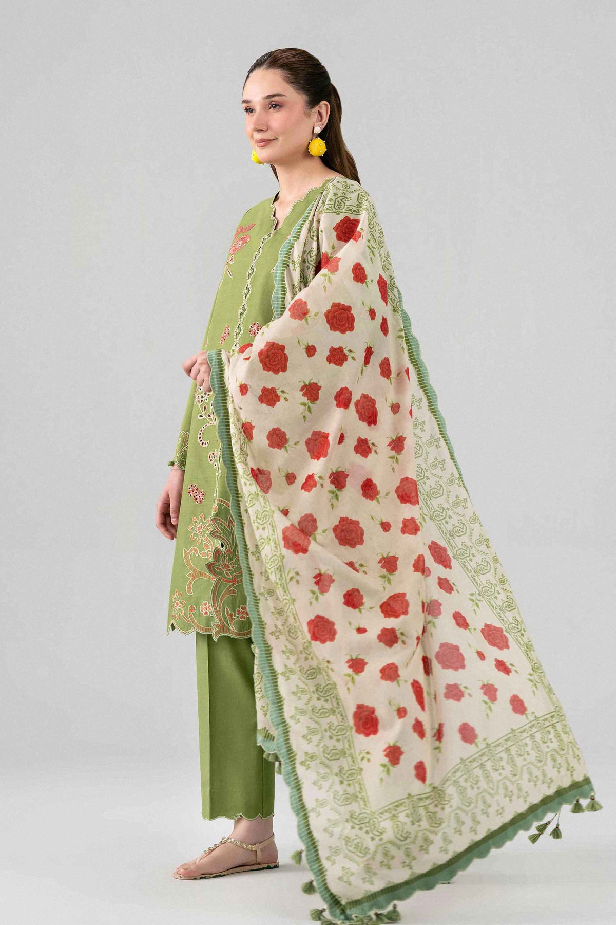 3 Piece - Digital Printed Embroidered Suit - 42602140
