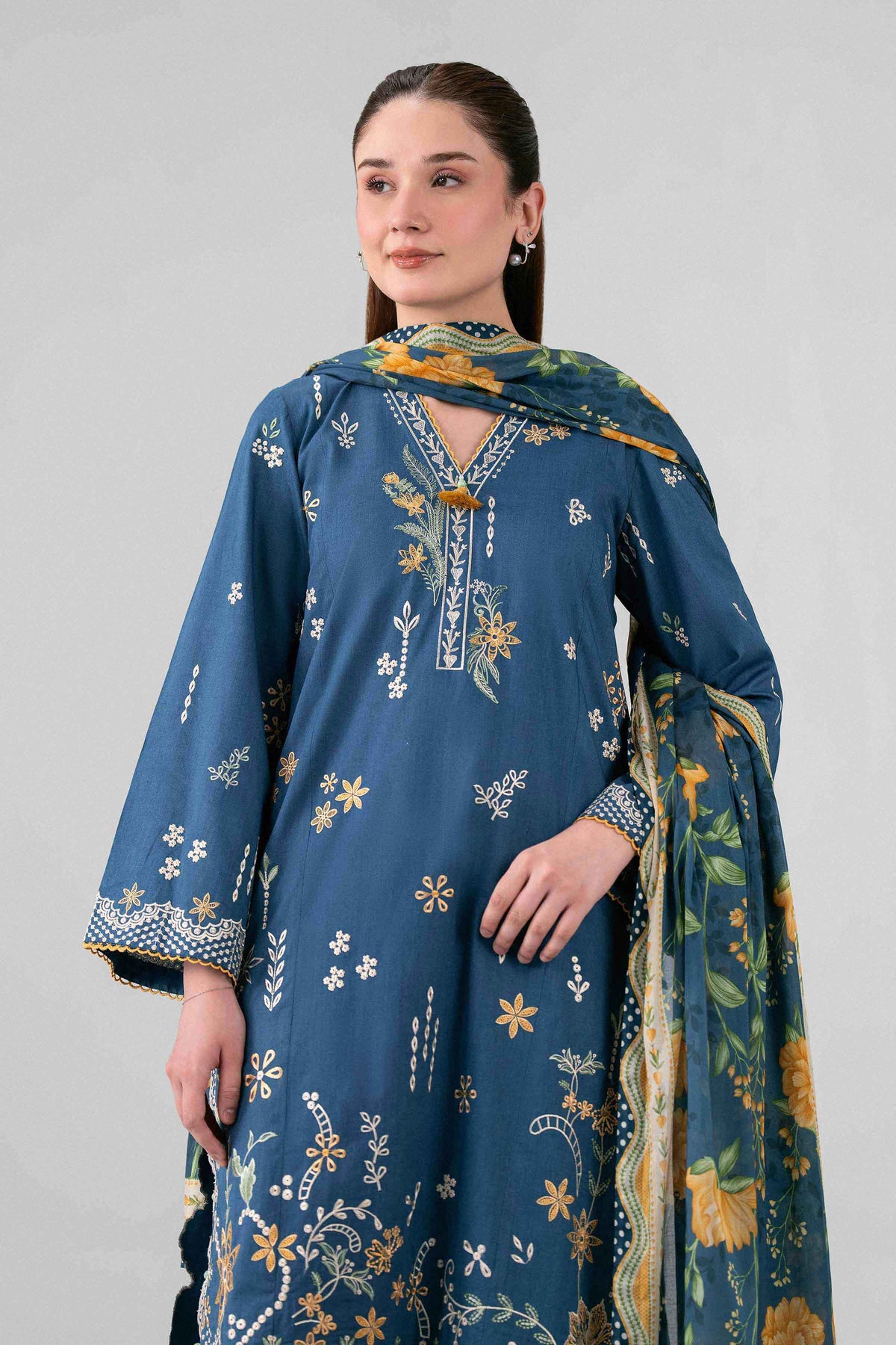 3 Piece - Digital Printed Embroidered Suit - 42602143