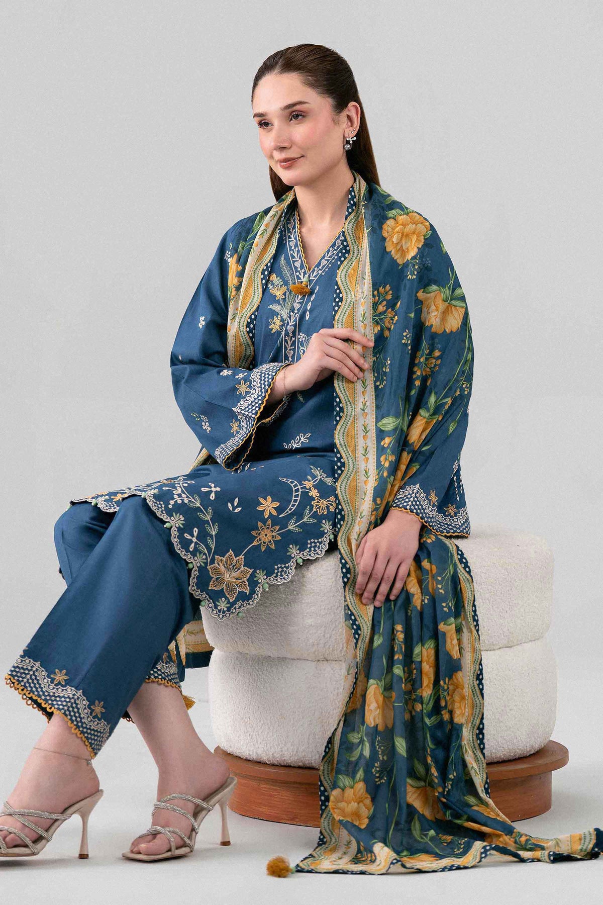 3 Piece - Digital Printed Embroidered Suit - 42602143