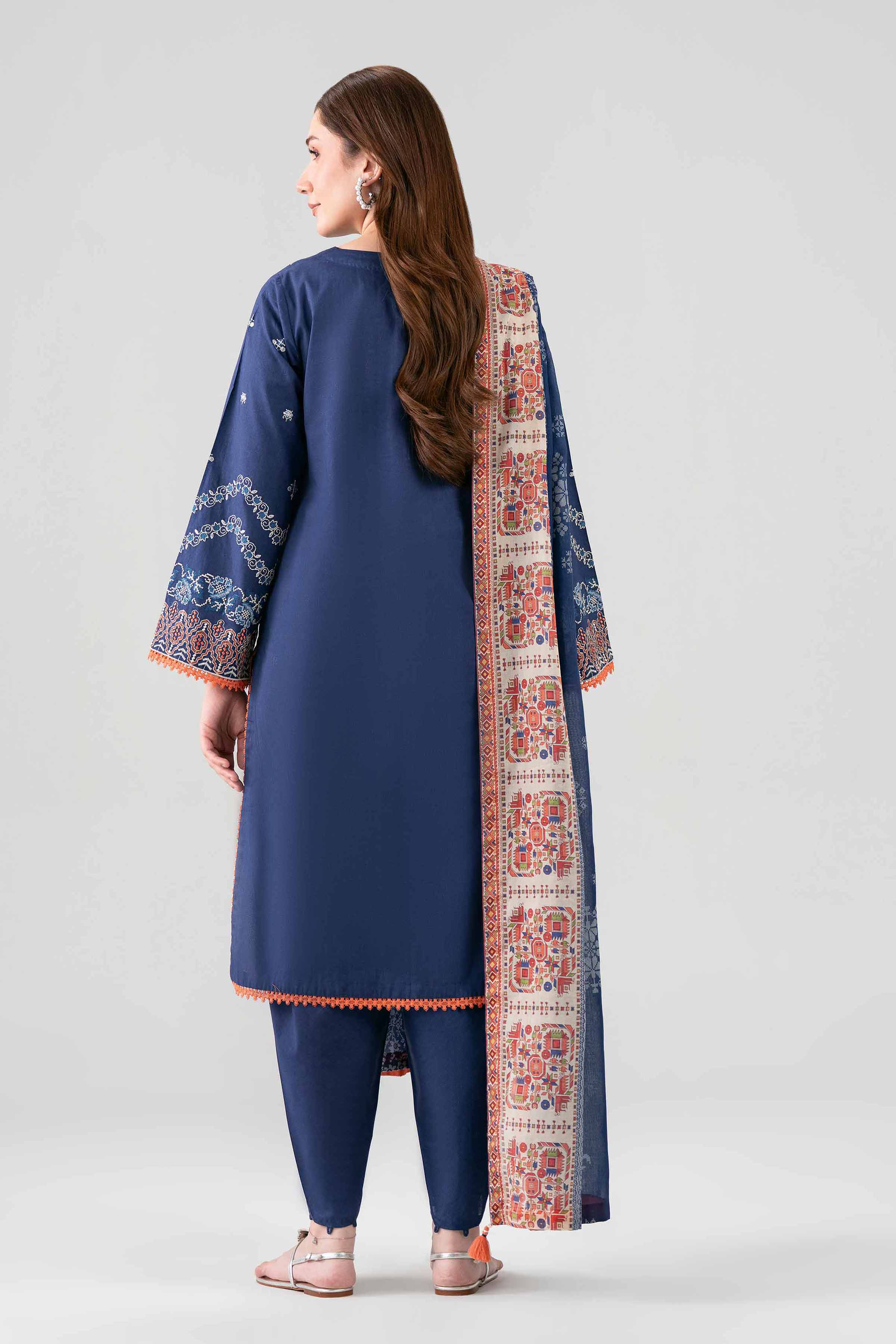 3 Piece - Printed Embroidered Suit - 42602145