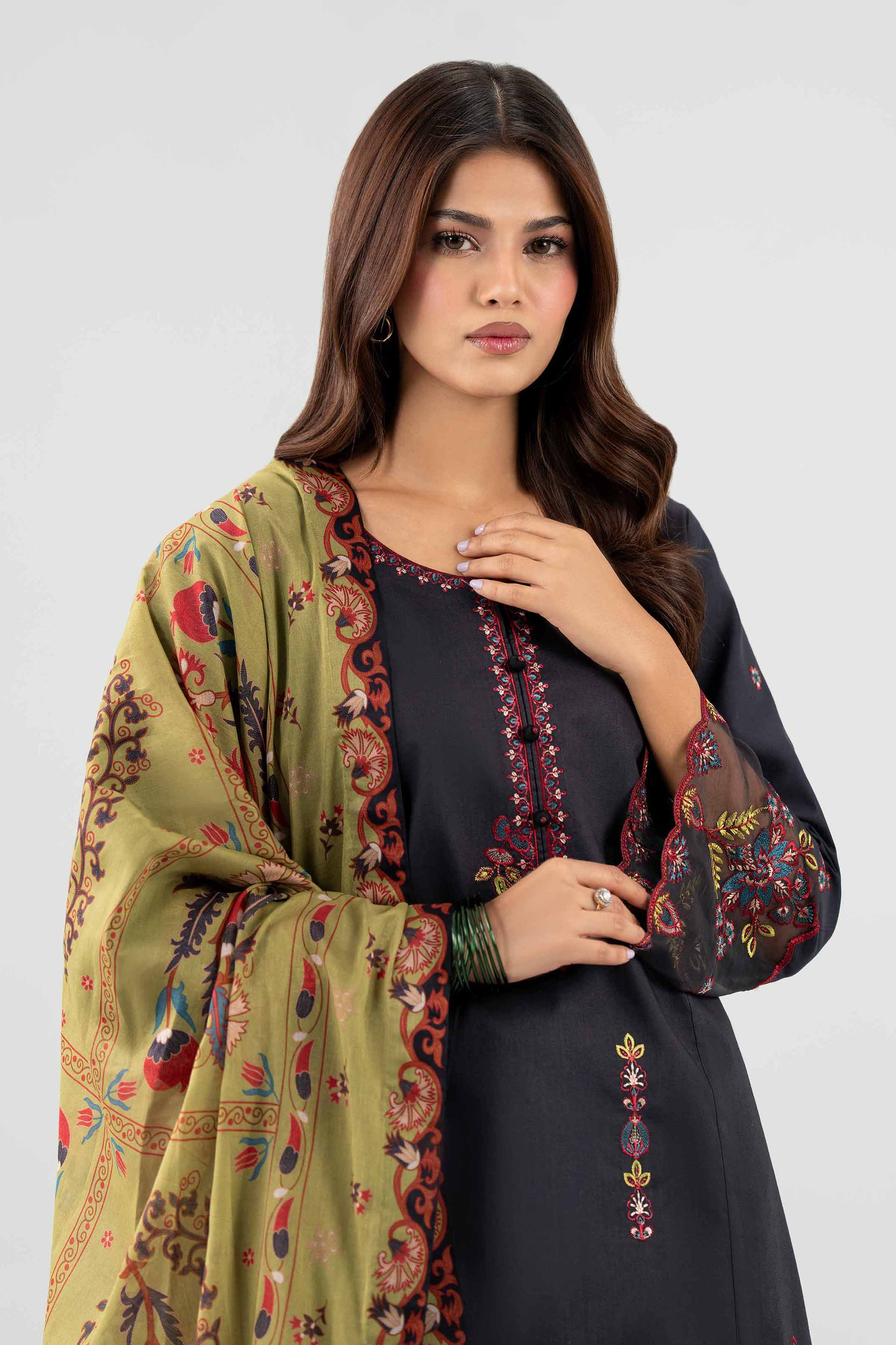 3 Piece - Printed Embroidered Suit - 42602149