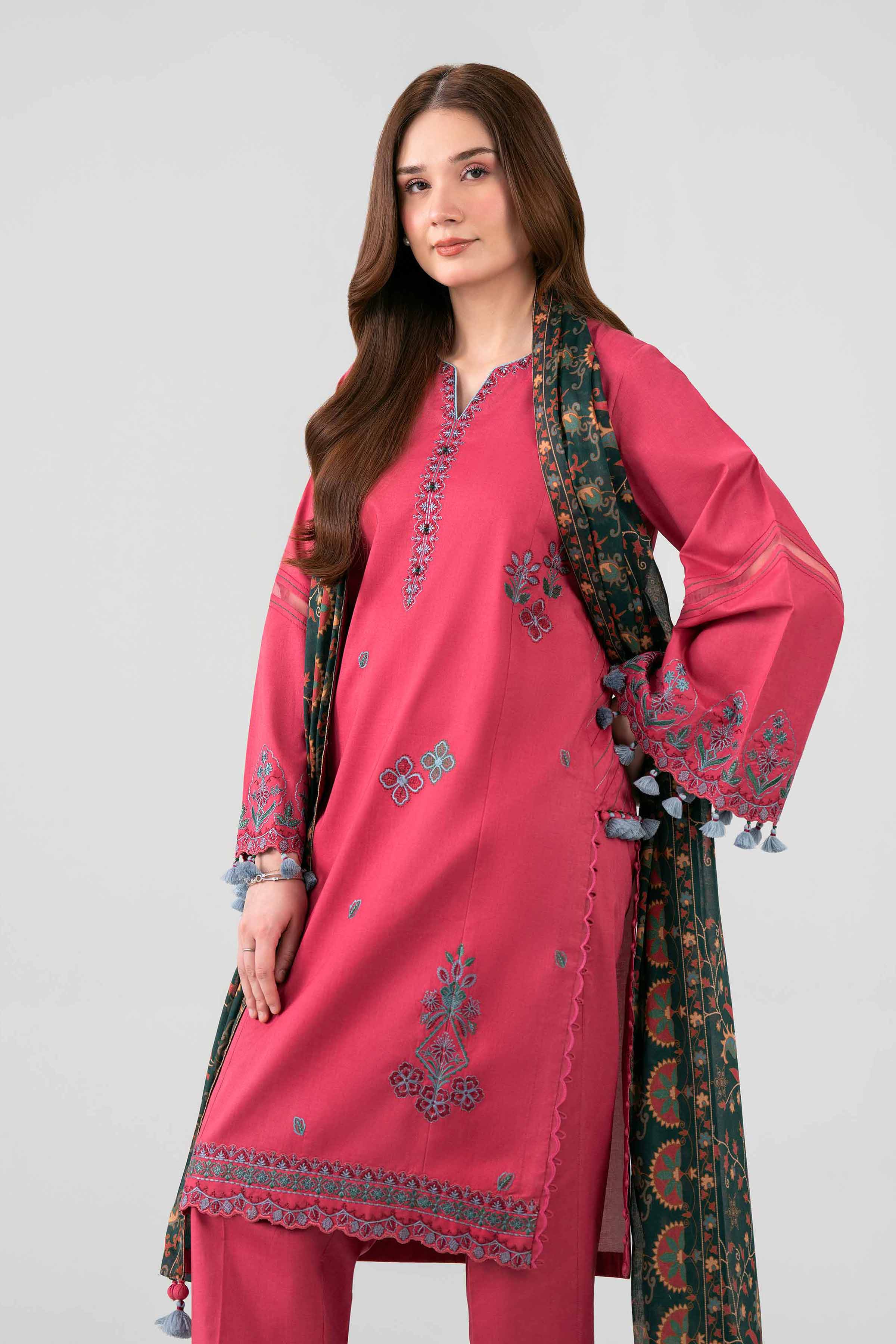 3 Piece - Printed Embroidered Suit - 42602150