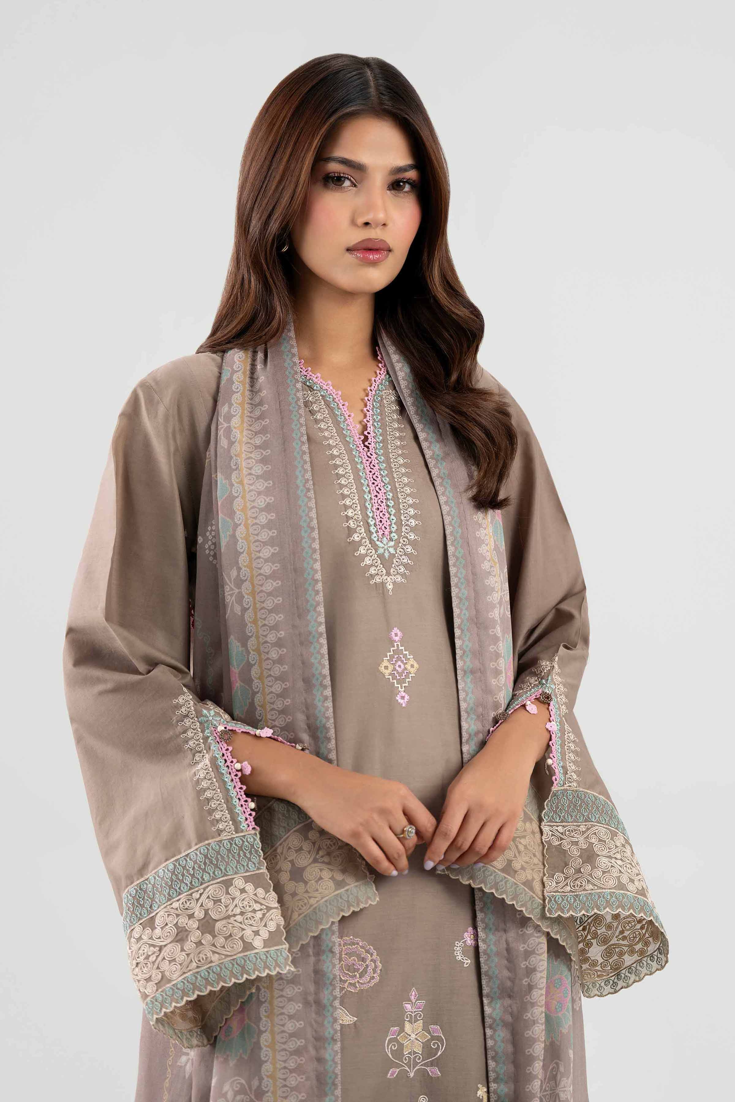 3 Piece - Printed Embroidered Suit - 42602151