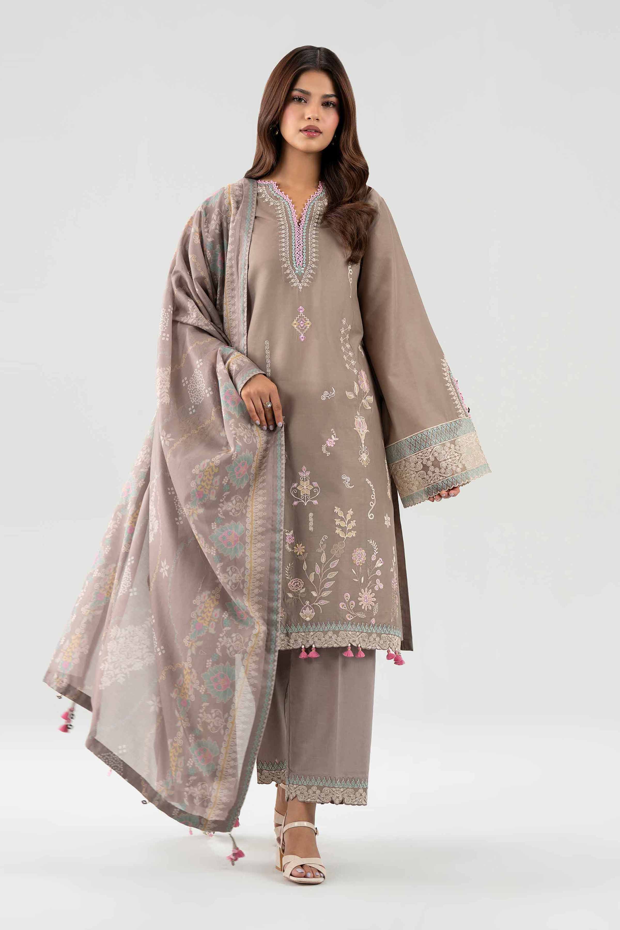 3 Piece - Printed Embroidered Suit - 42602151