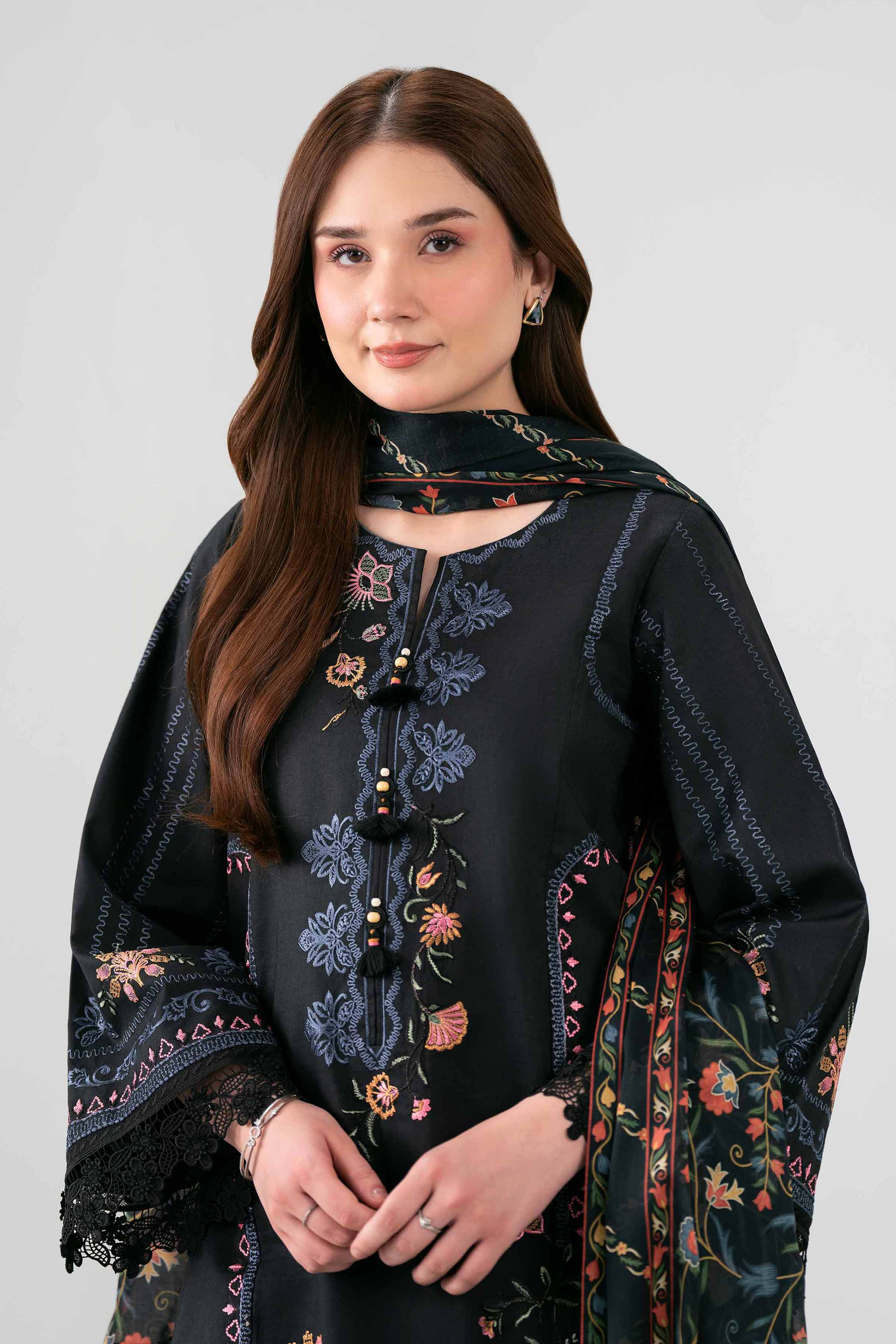 3 Piece - Printed Embroidered Suit - 42602152