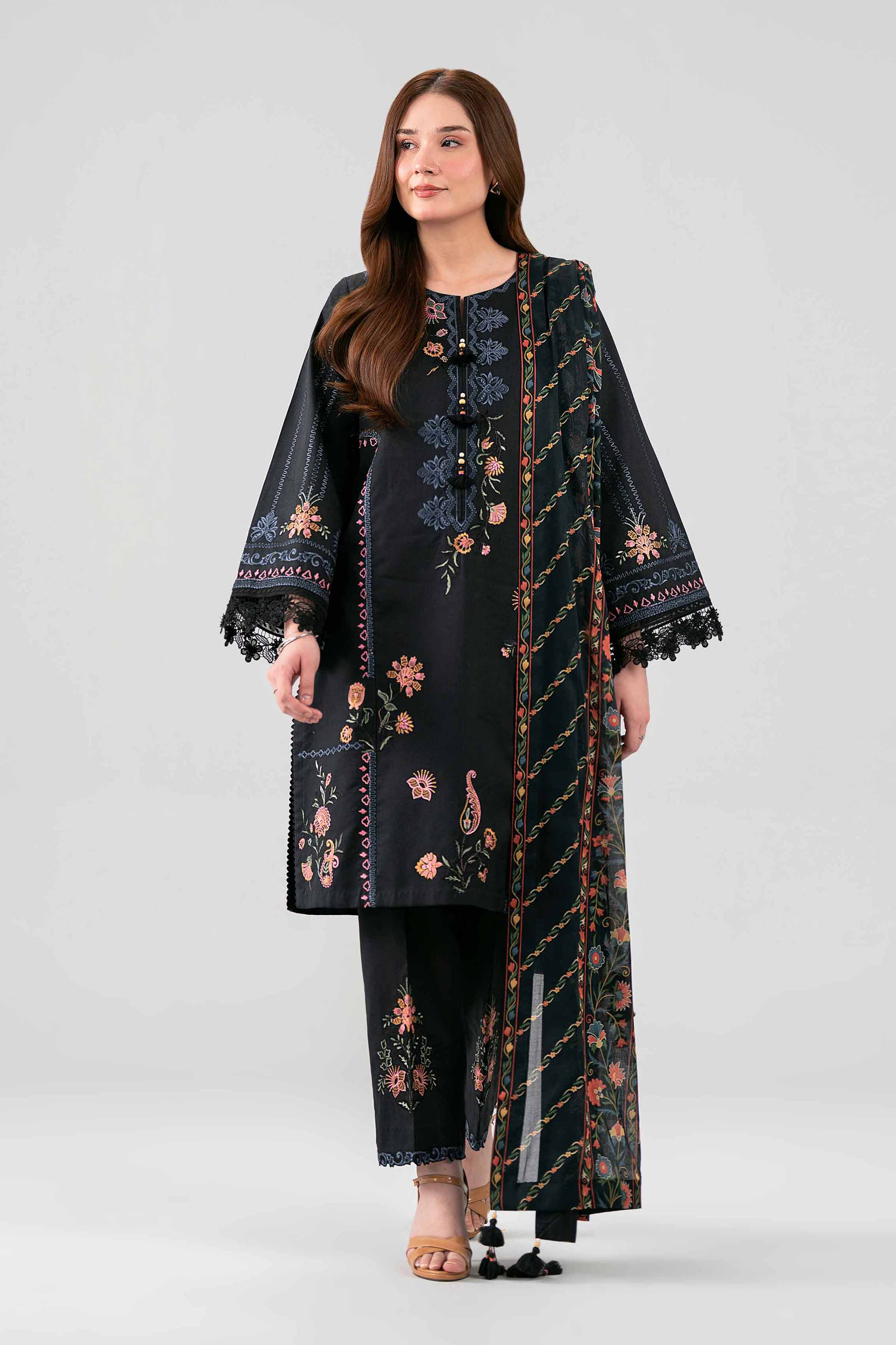 3 Piece - Printed Embroidered Suit - 42602152