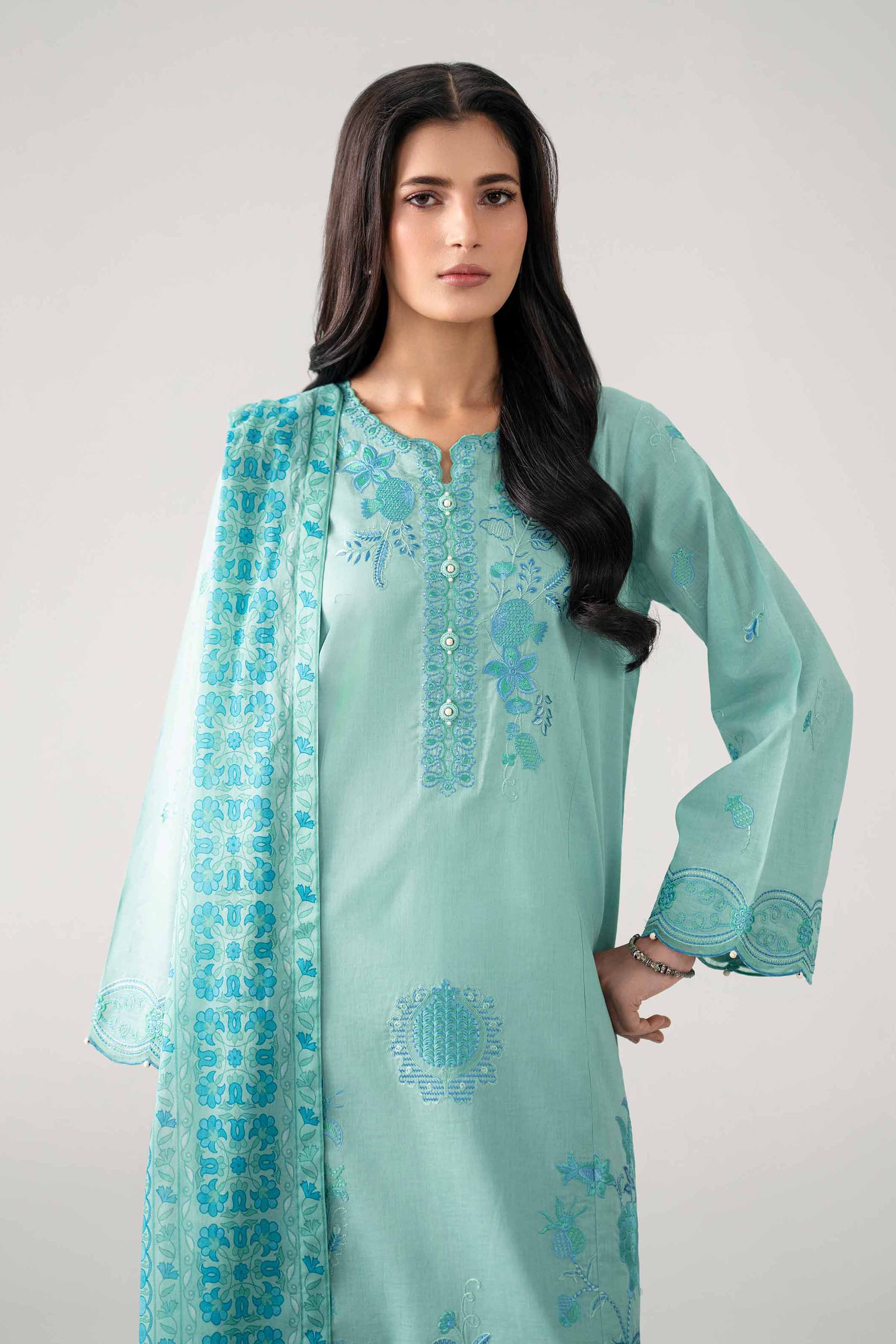 3 Piece - Printed Embroidered Suit - 42602153