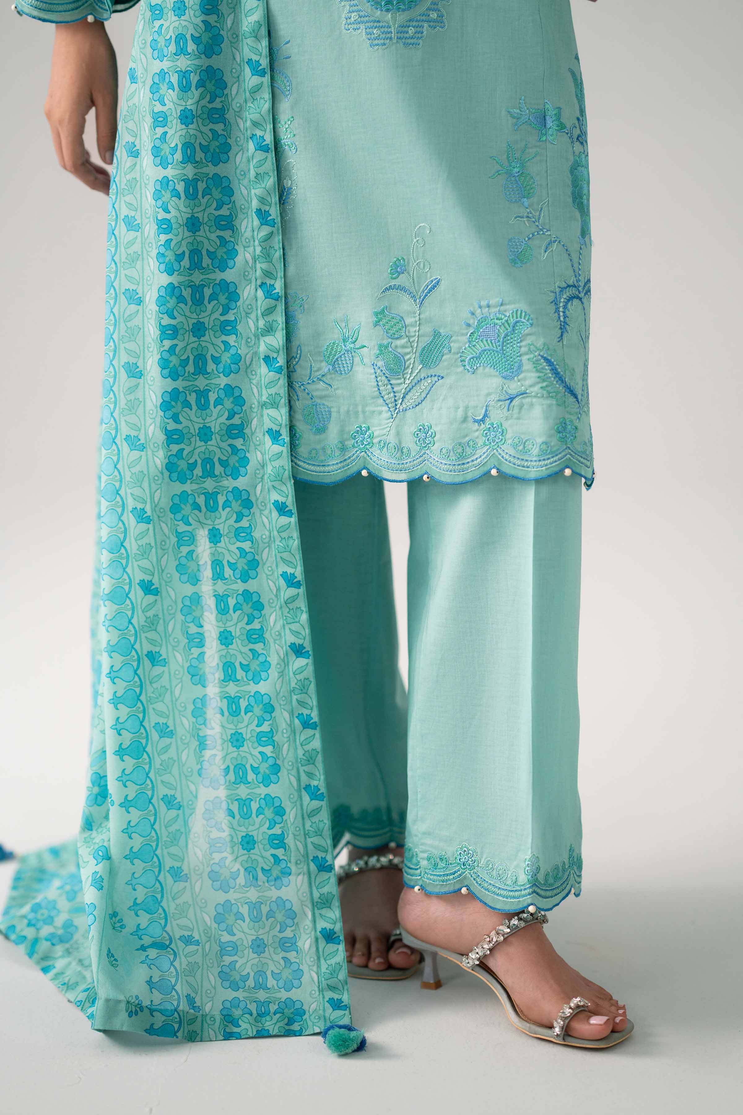 3 Piece - Printed Embroidered Suit - 42602153