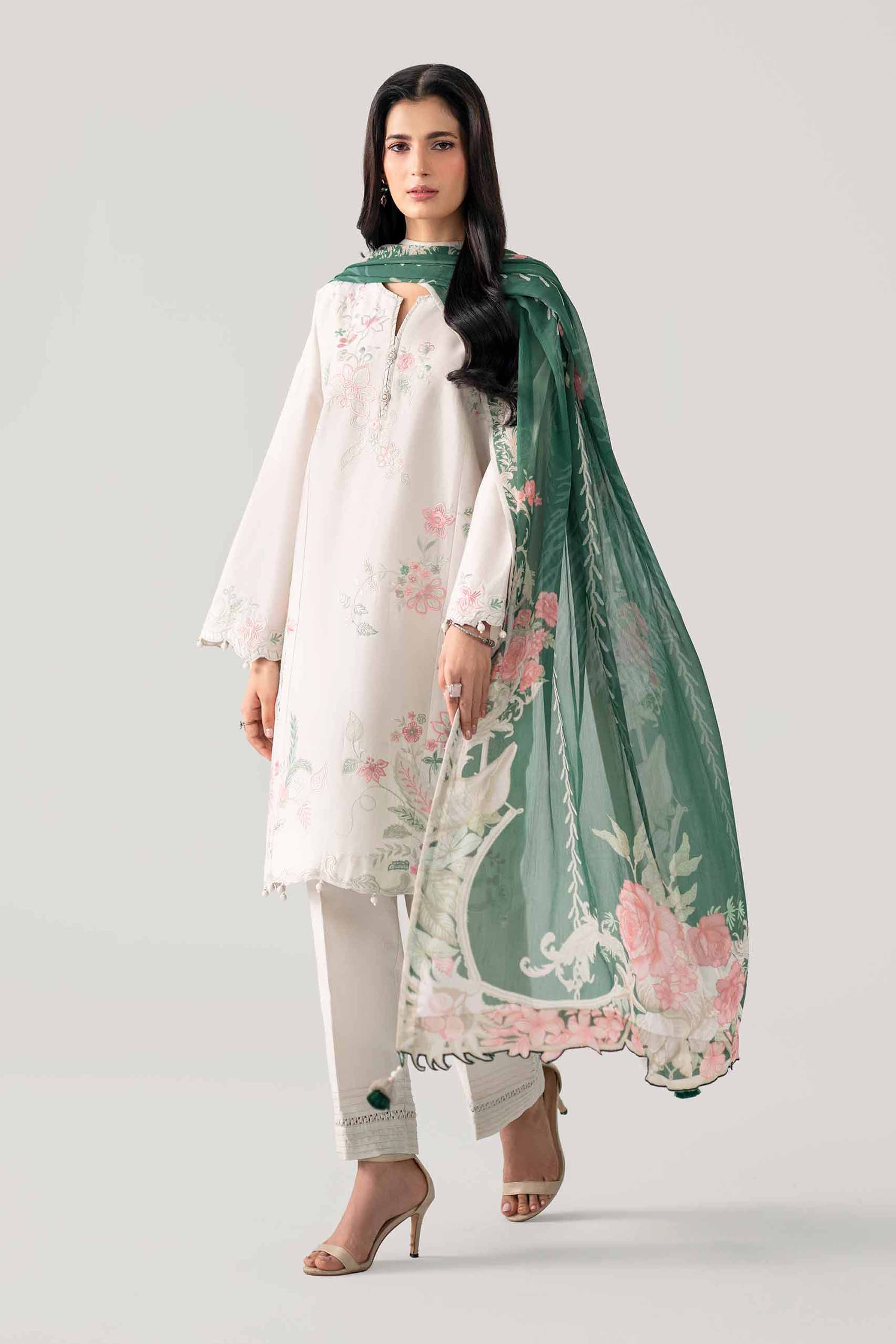 3 Piece - Digital Printed Embroidered Suit - 42602154