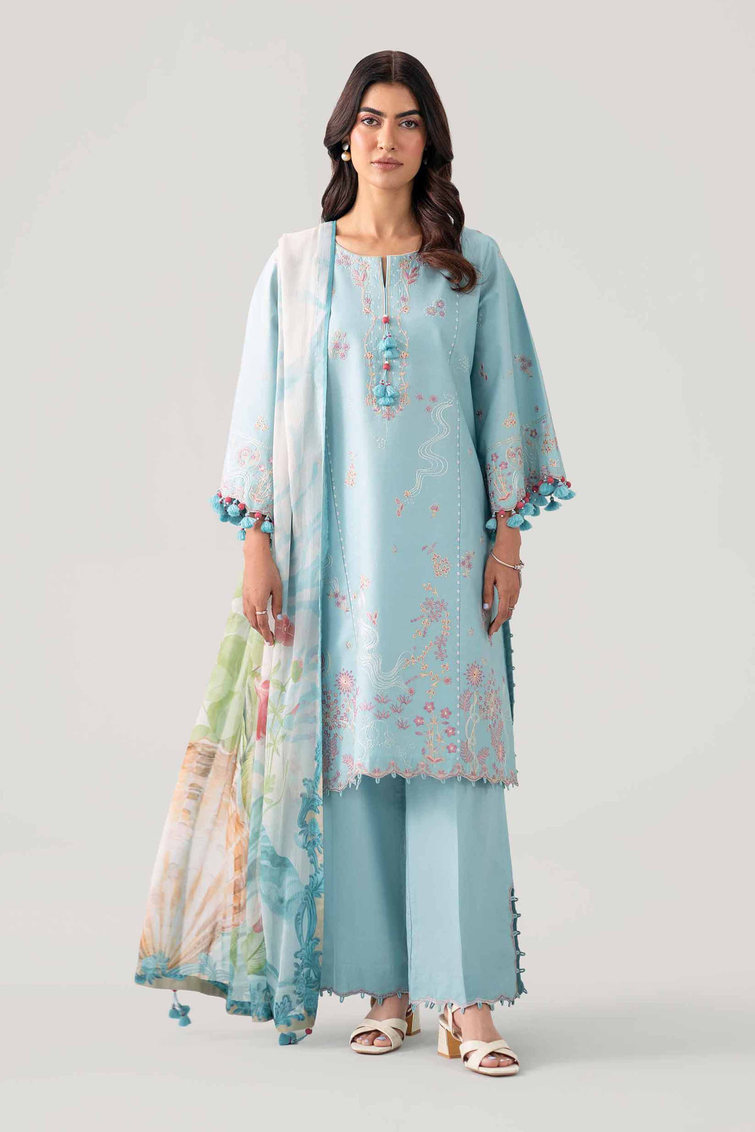3 Piece - Digital Printed Embroidered Suit - 42602156