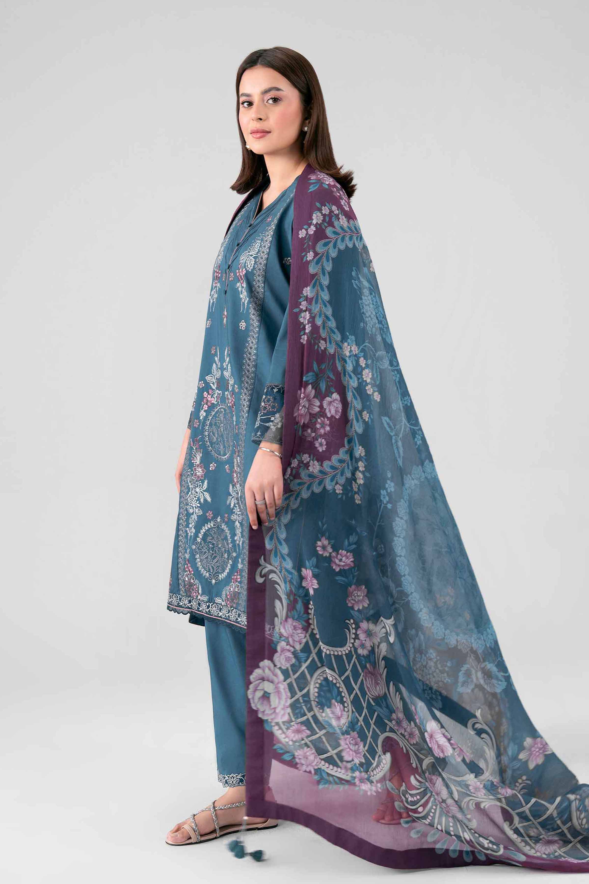 3 Piece - Digital Printed Embroidered Suit - 42602162