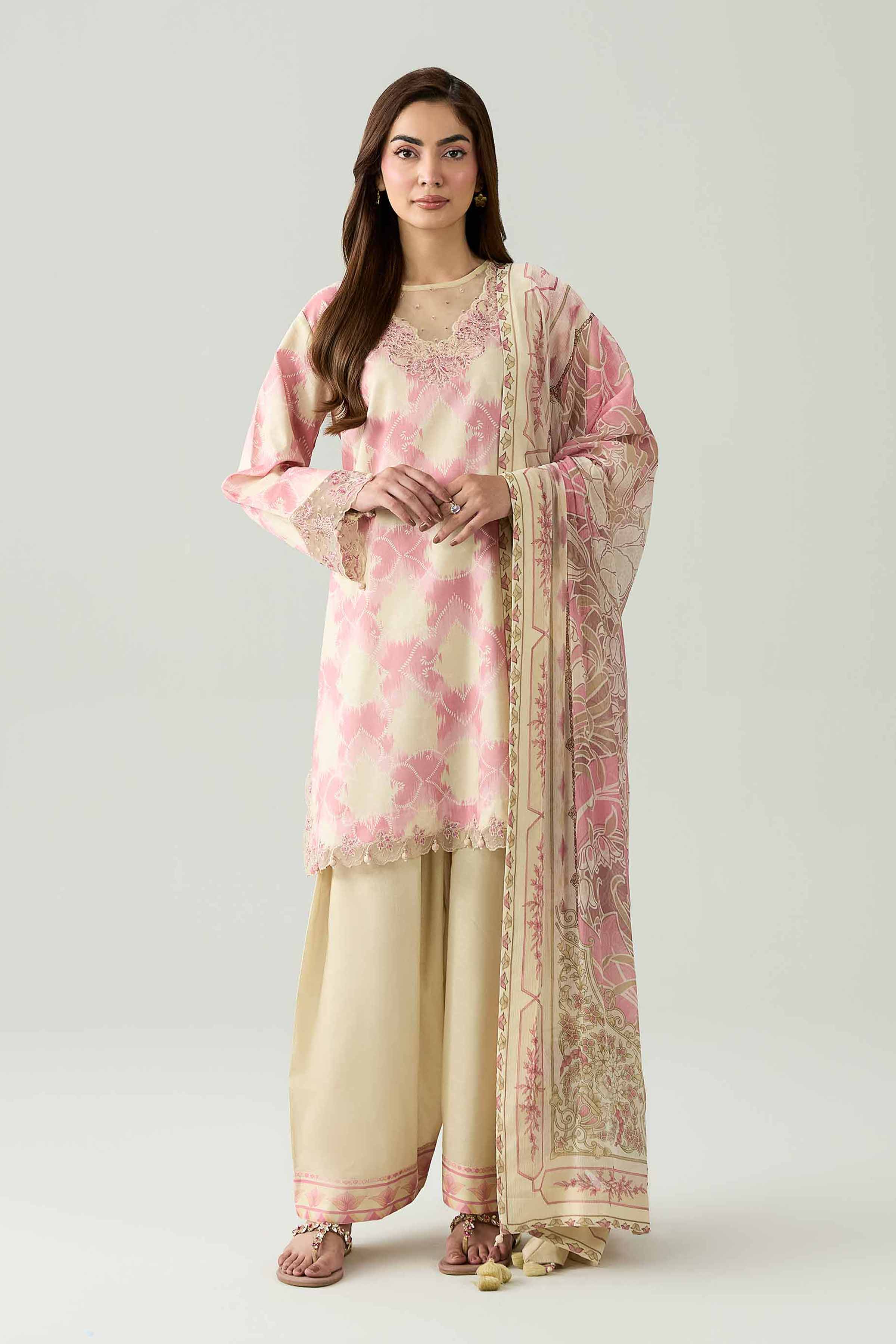 3 Piece - Digital Printed Embroidered Suit - 42602165