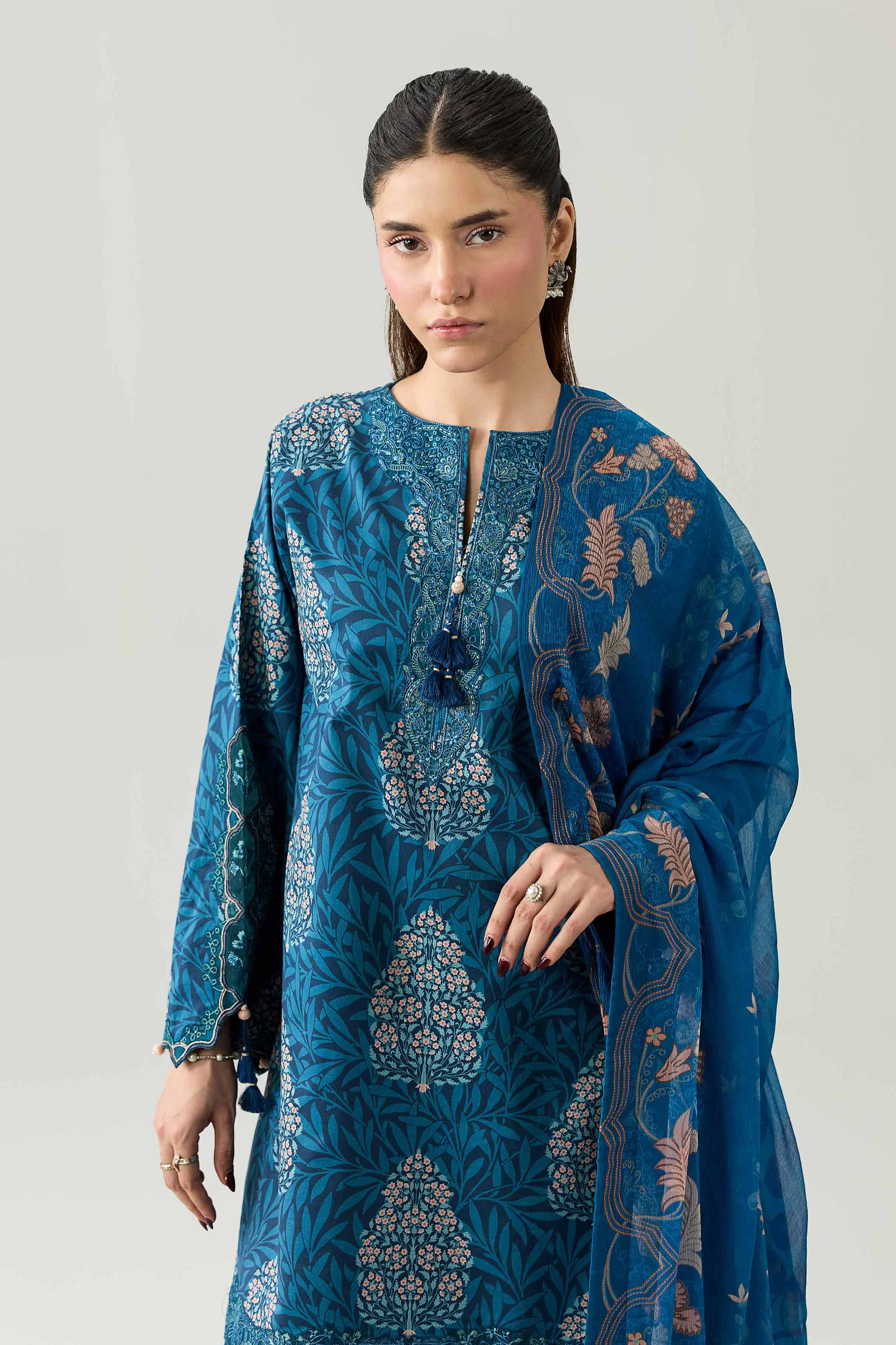 3 Piece - Digital Printed Embroidered Suit - 42602166