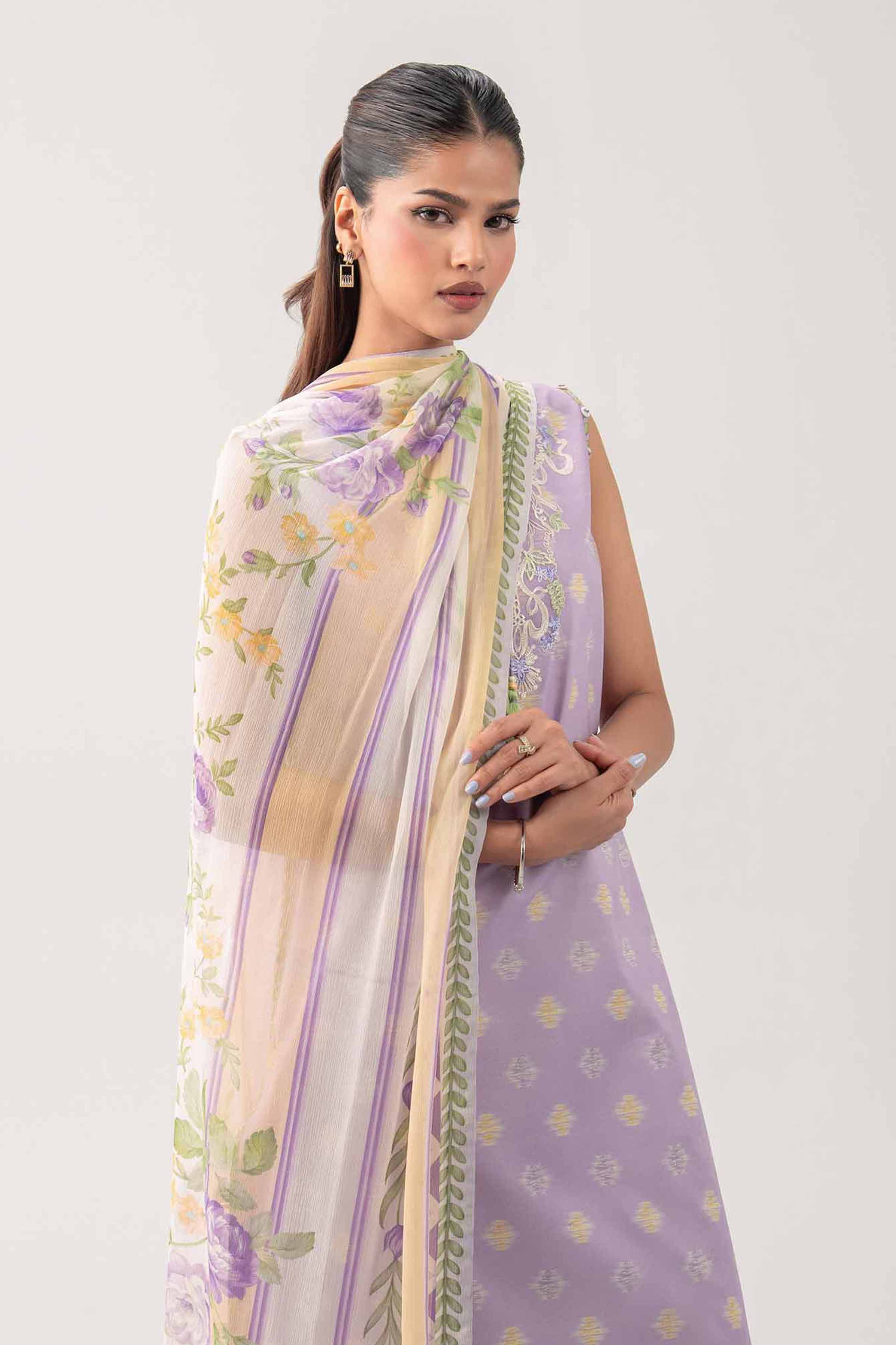 3 Piece - Digital Printed Embroidered Suit - 42602178