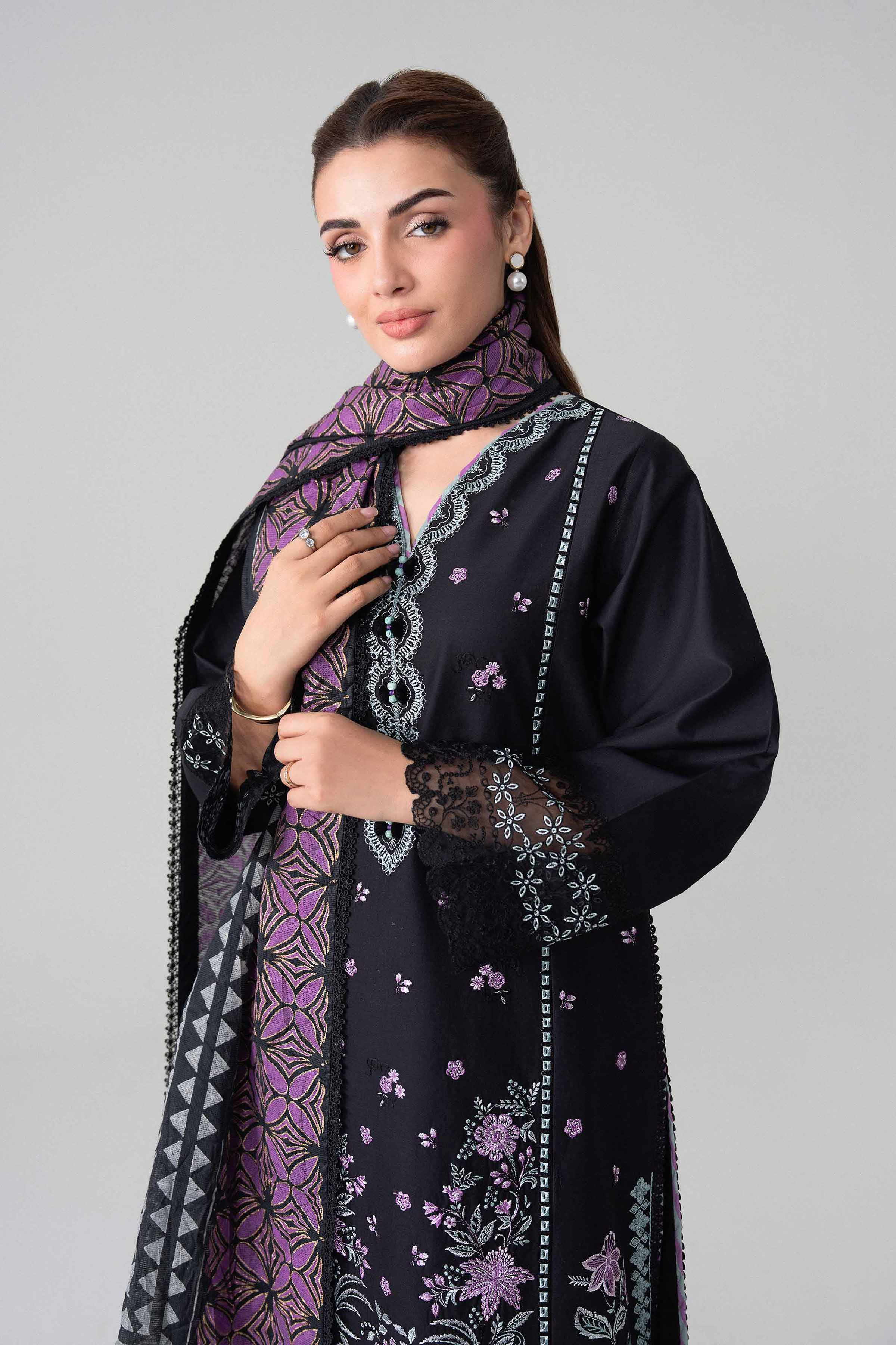 3 Piece - Printed Embroidered Suit - 42602245