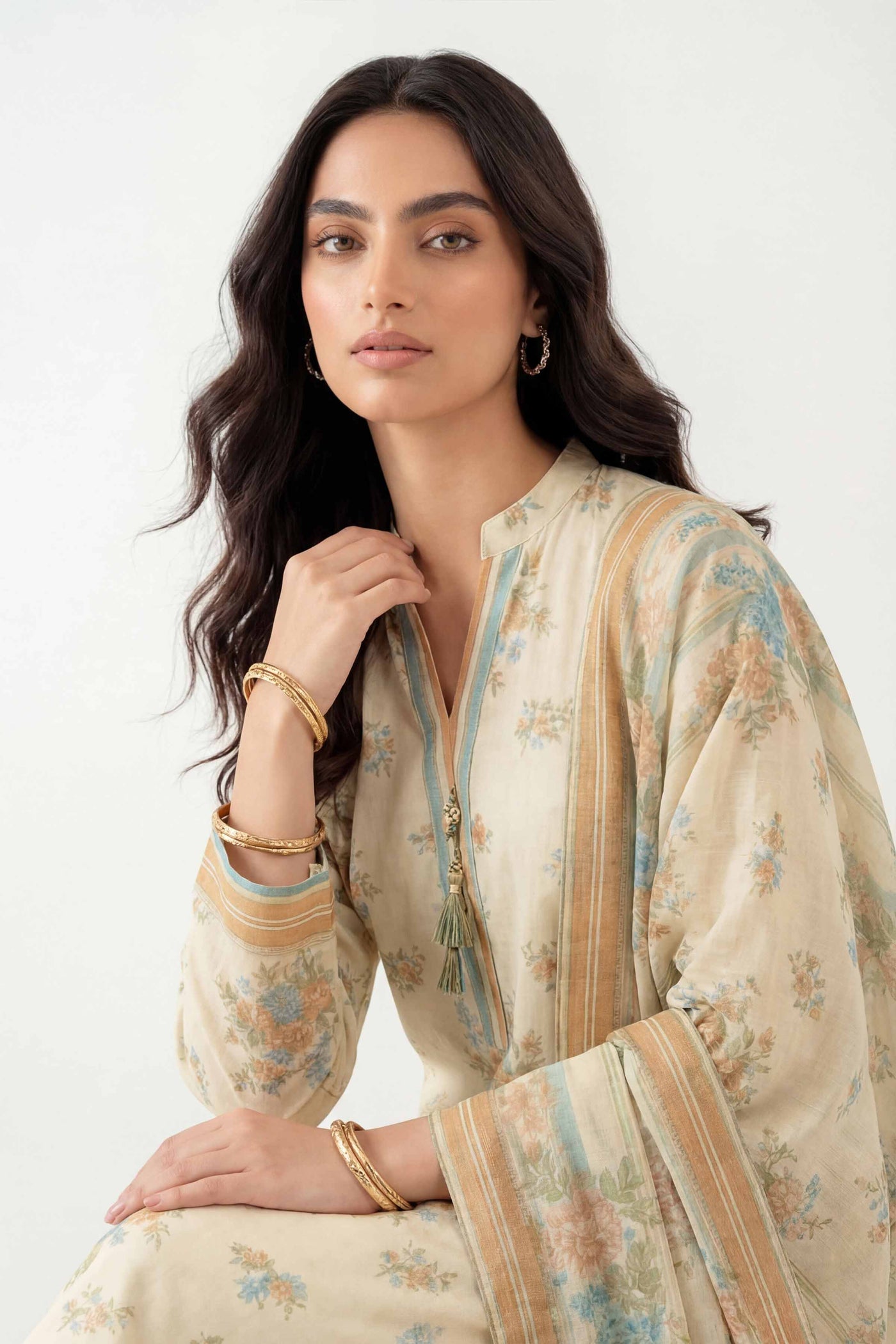 3 Piece Embroidered Dobby Lawn Suit