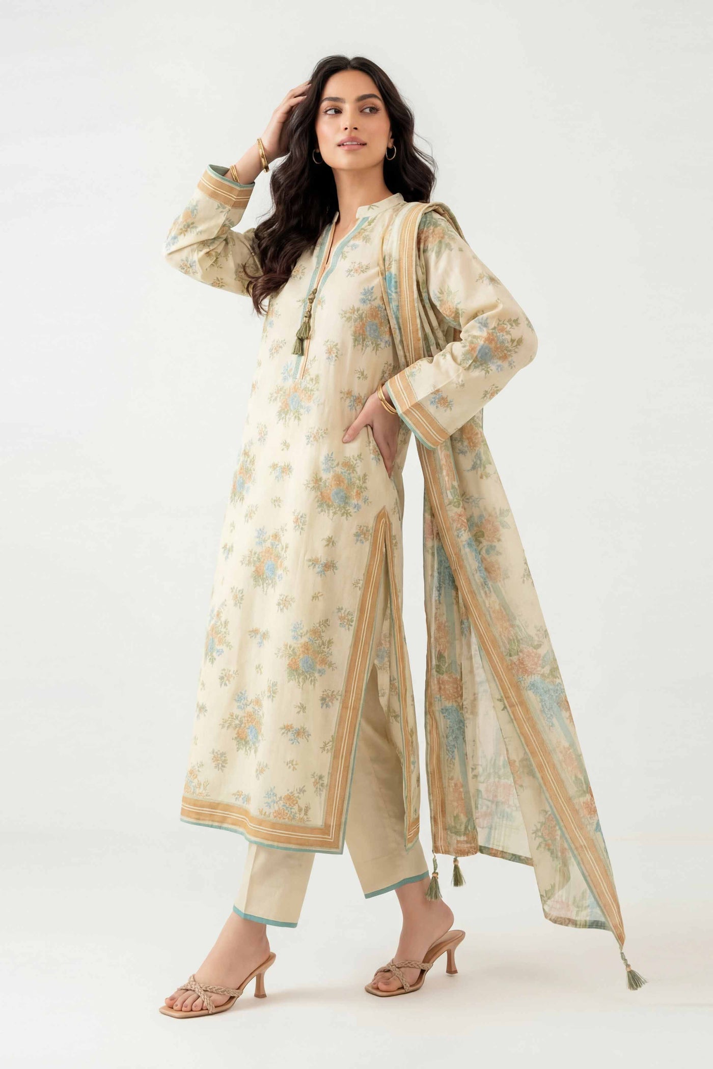 3 Piece Embroidered Dobby Lawn Suit