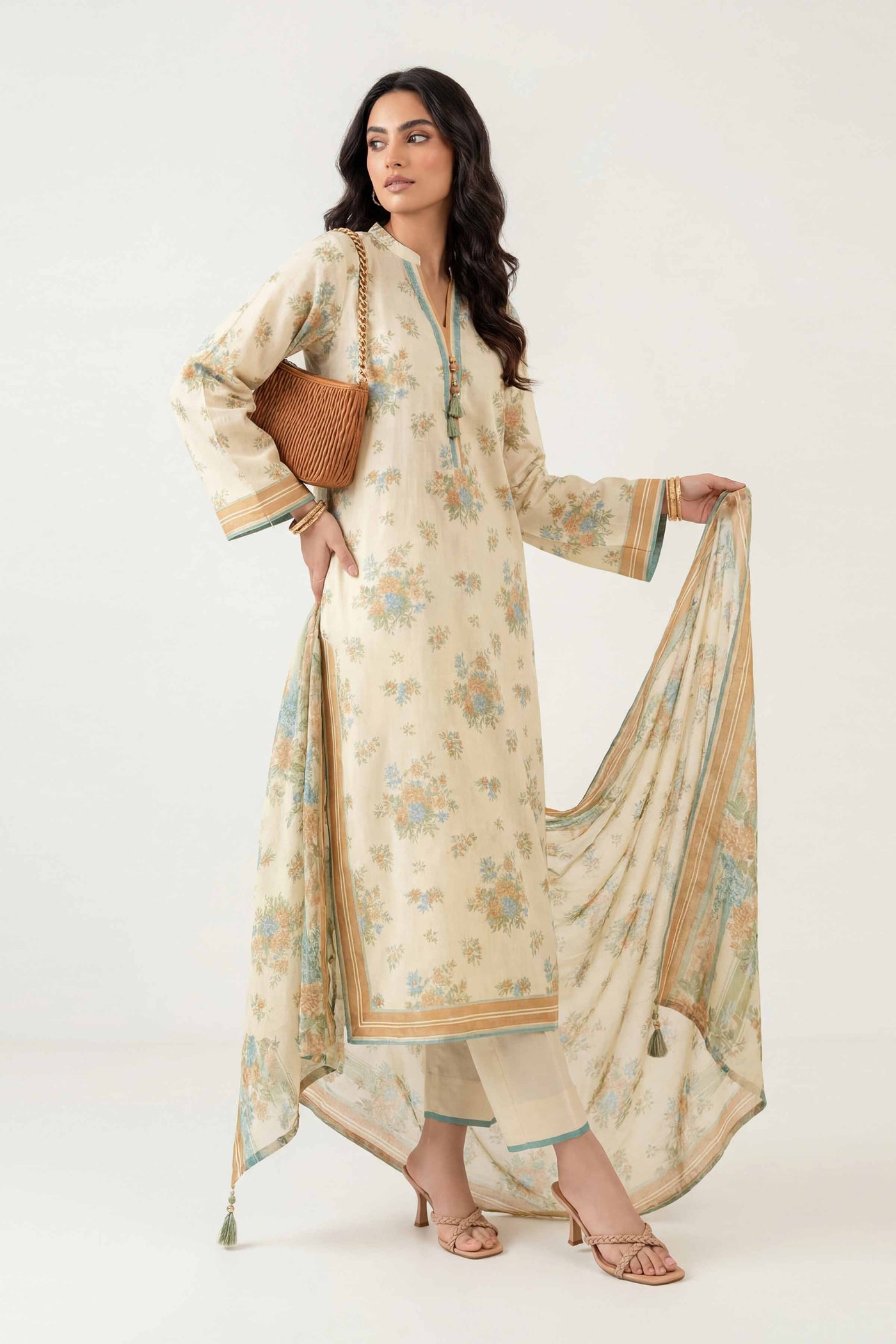 3 Piece Embroidered Dobby Lawn Suit