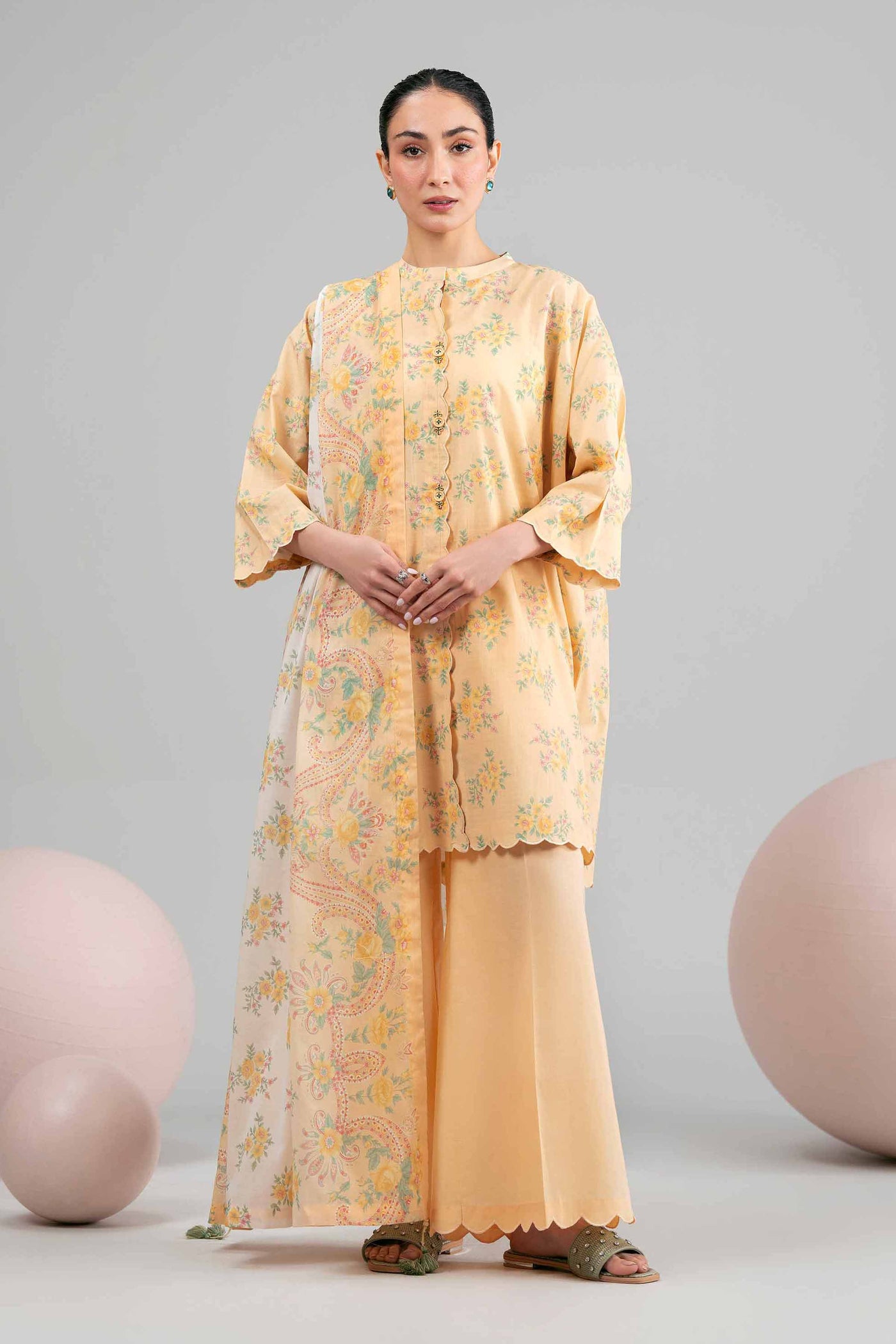 3 Piece Embroidered Raw Silk Suit