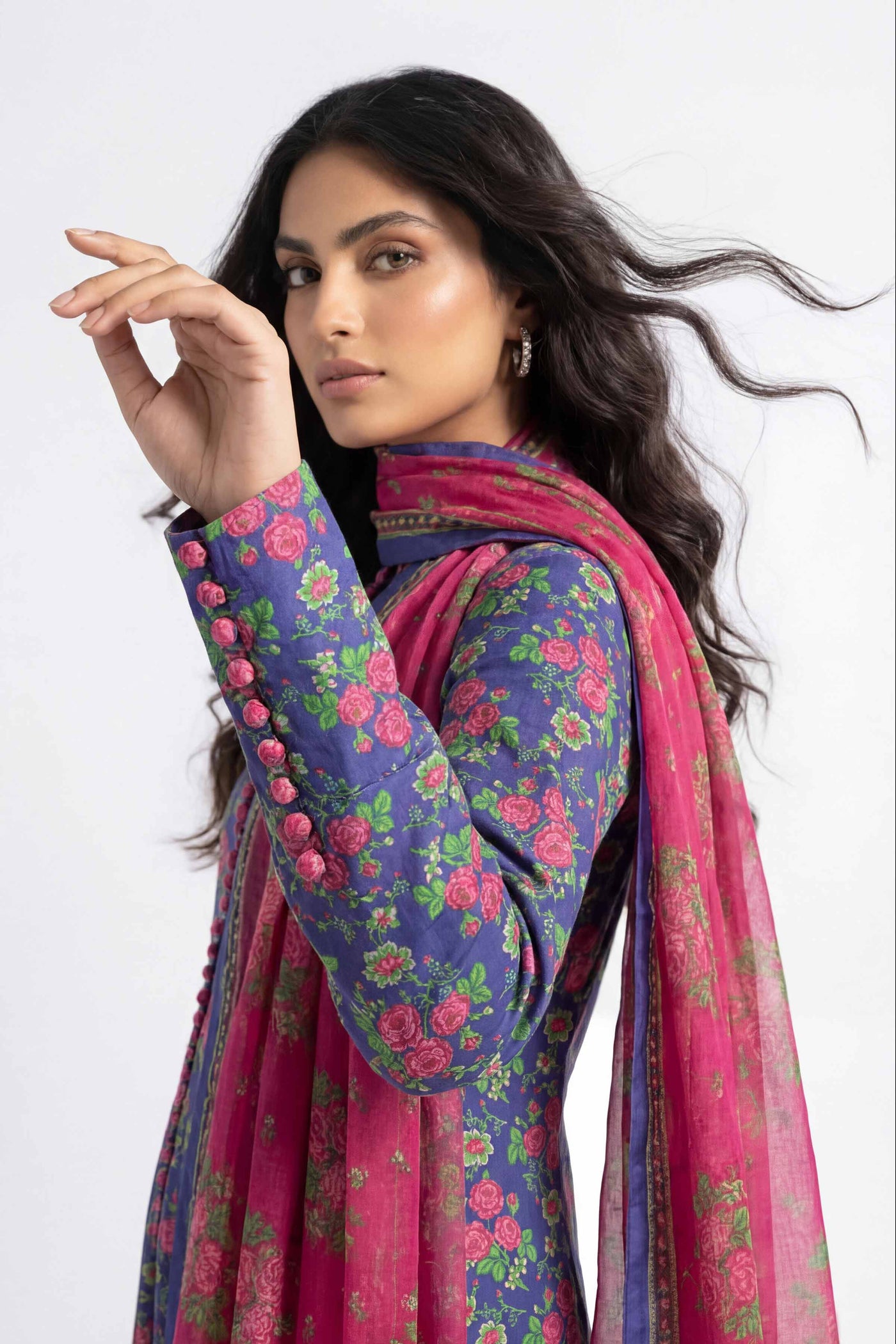 3 Piece Embroidered Cotton Net Suit