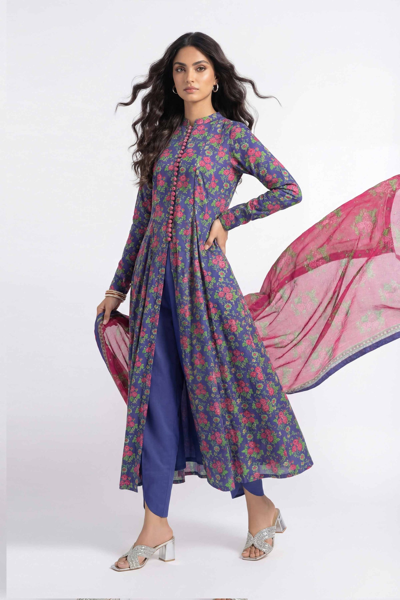 3 Piece Embroidered Cotton Net Suit