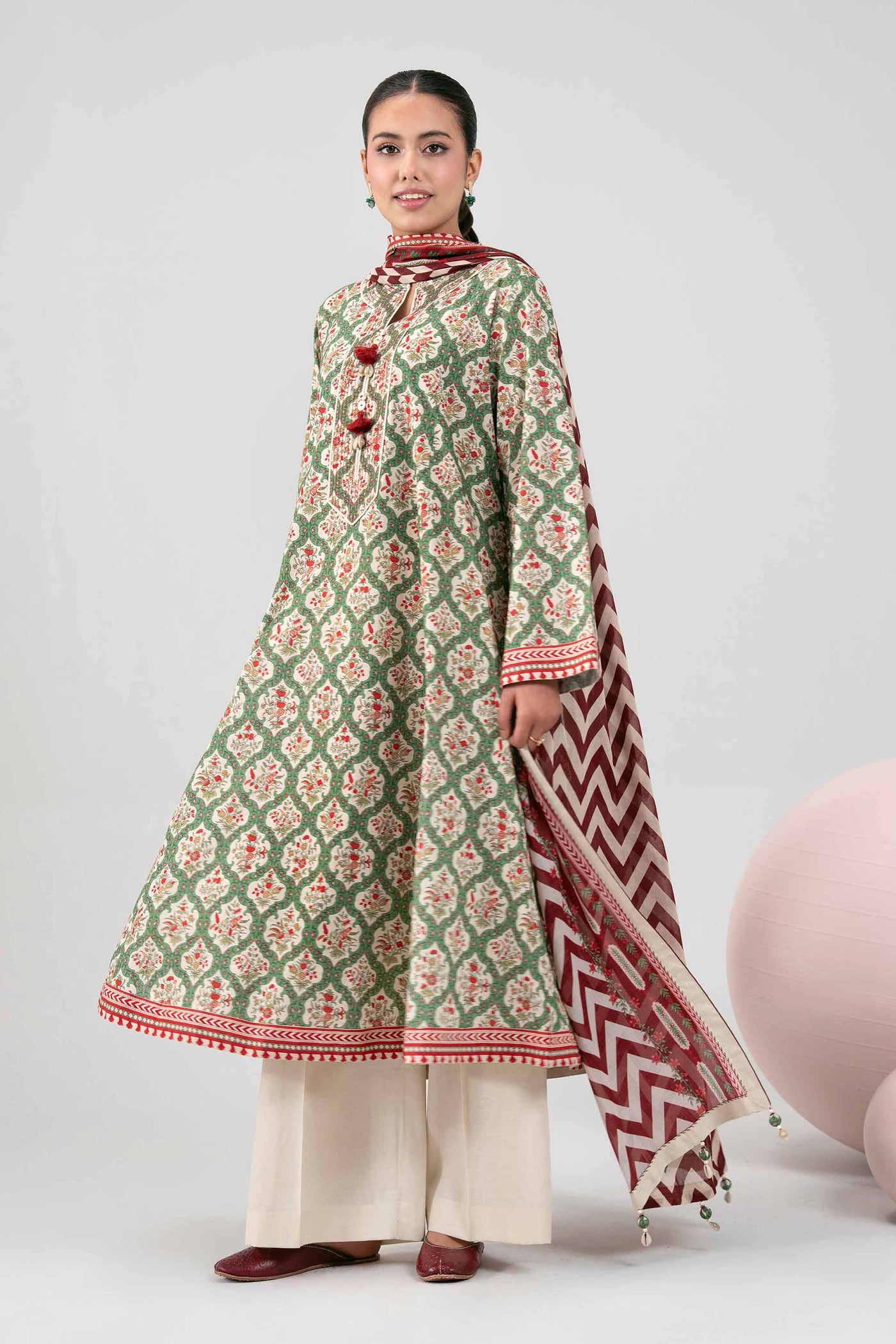 2 Piece Embroidered Arabic Lawn Suit