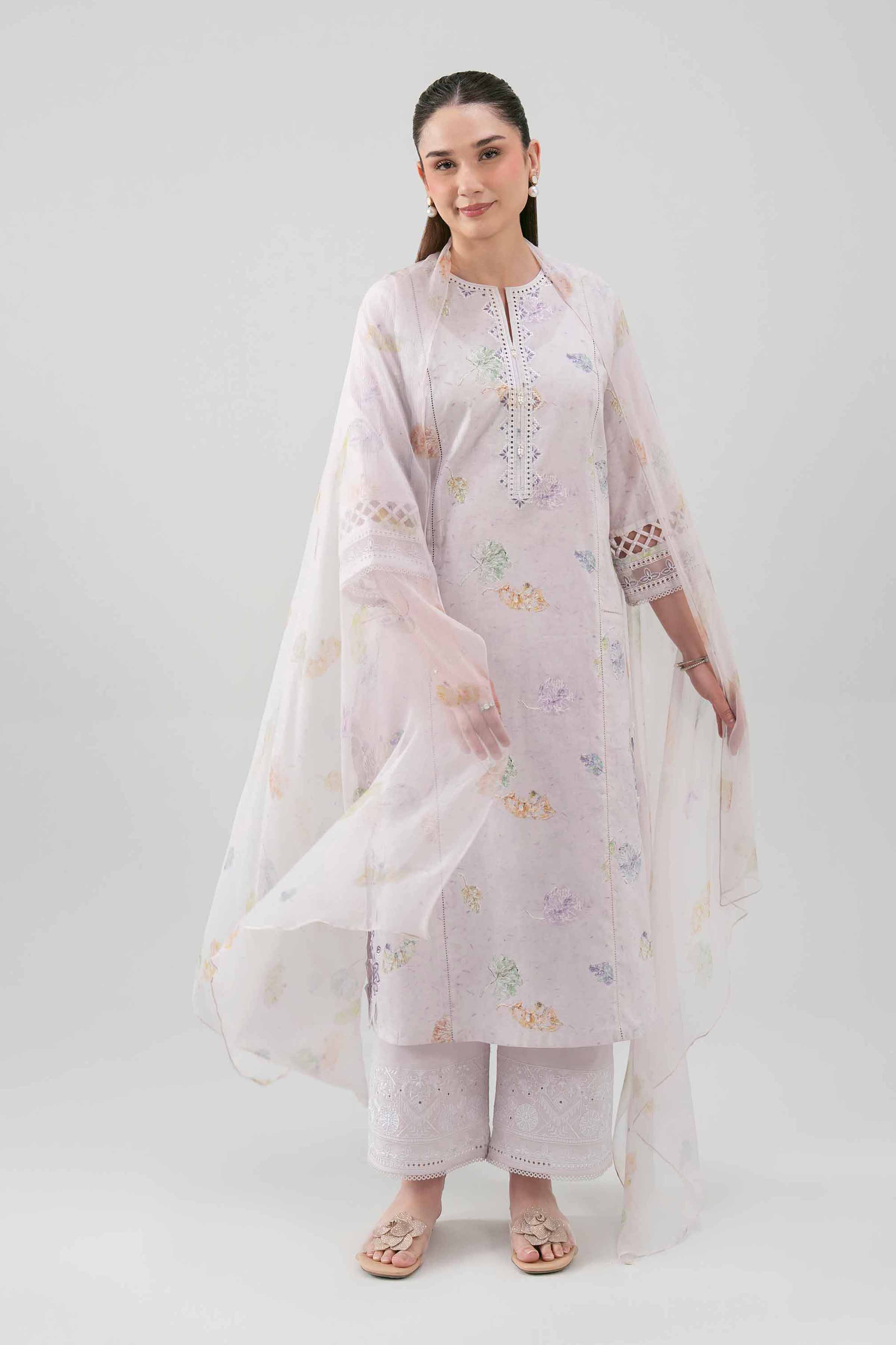 3 Piece - Digital Printed Embroidered Suit - 42619112