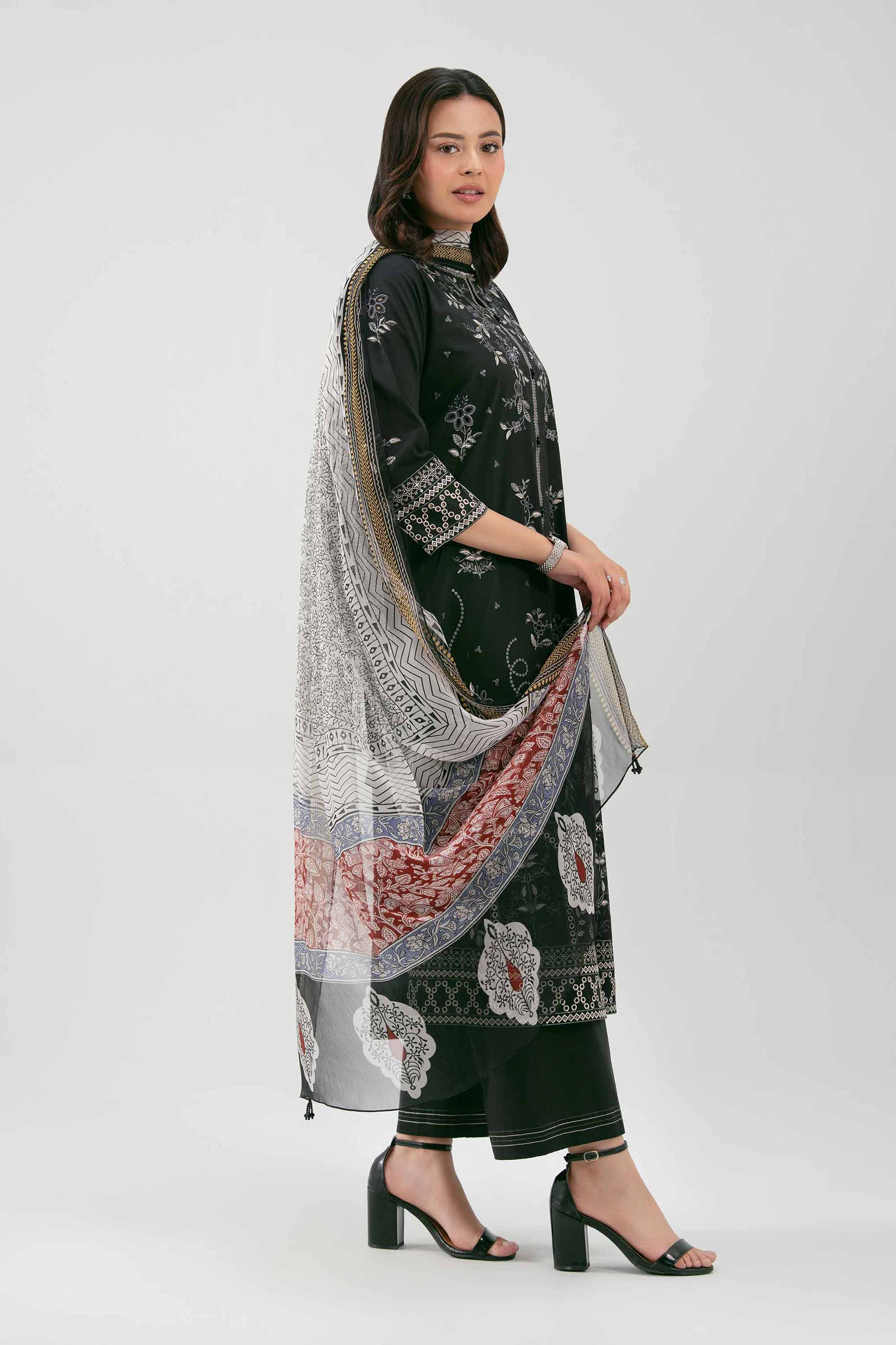 3 Piece - Digital Printed Embroidered Suit - 42619517