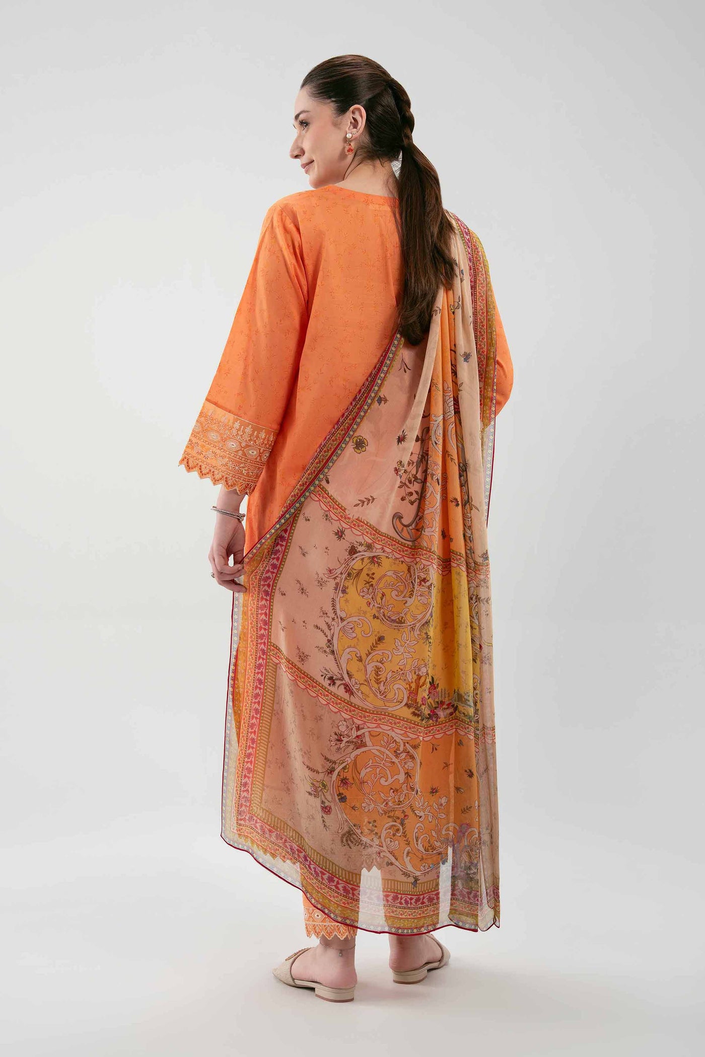 3 Piece Embroidered Raw Silk Suit
