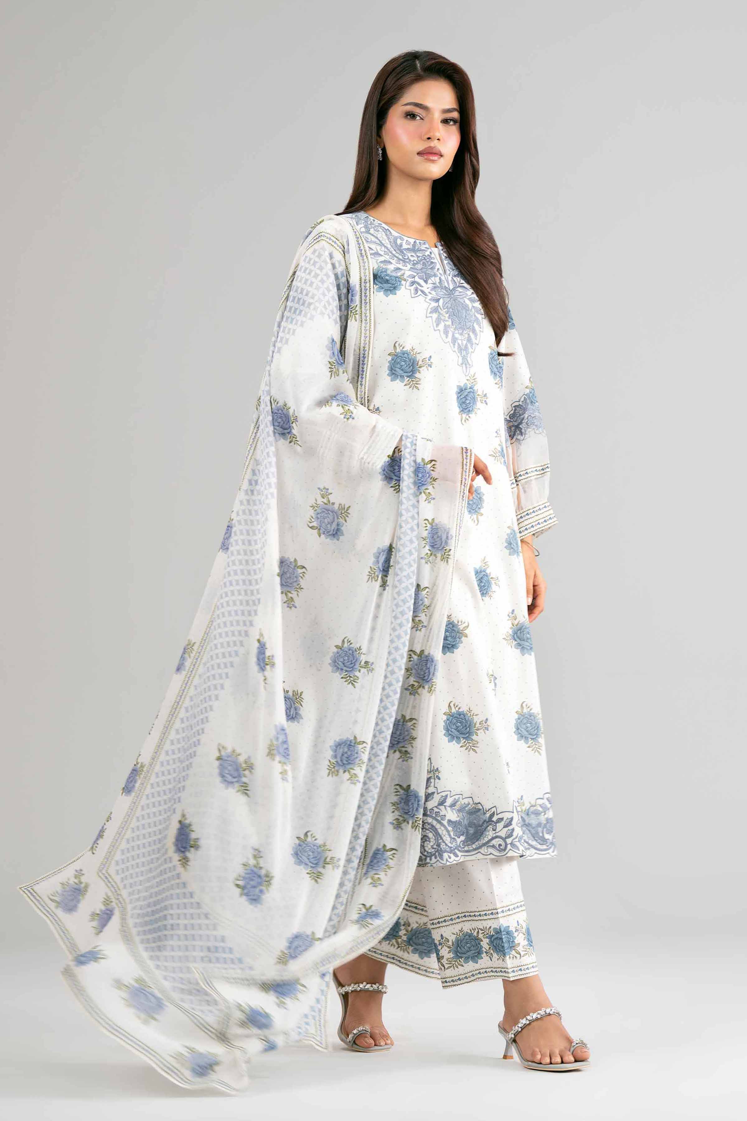 3 Piece - Digital Printed Embroidered Suit - 42619531