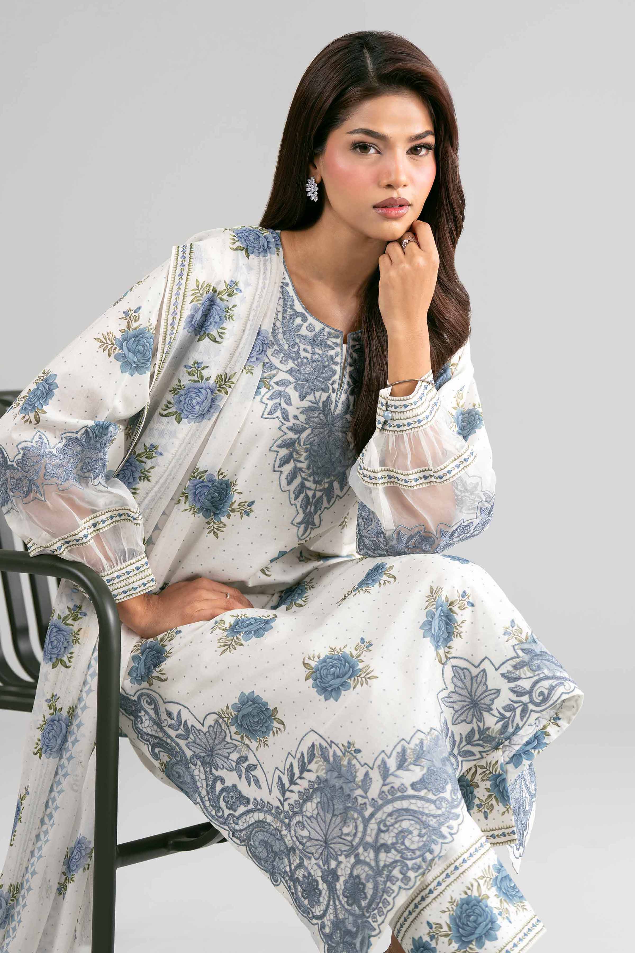 3 Piece - Digital Printed Embroidered Suit - 42619531