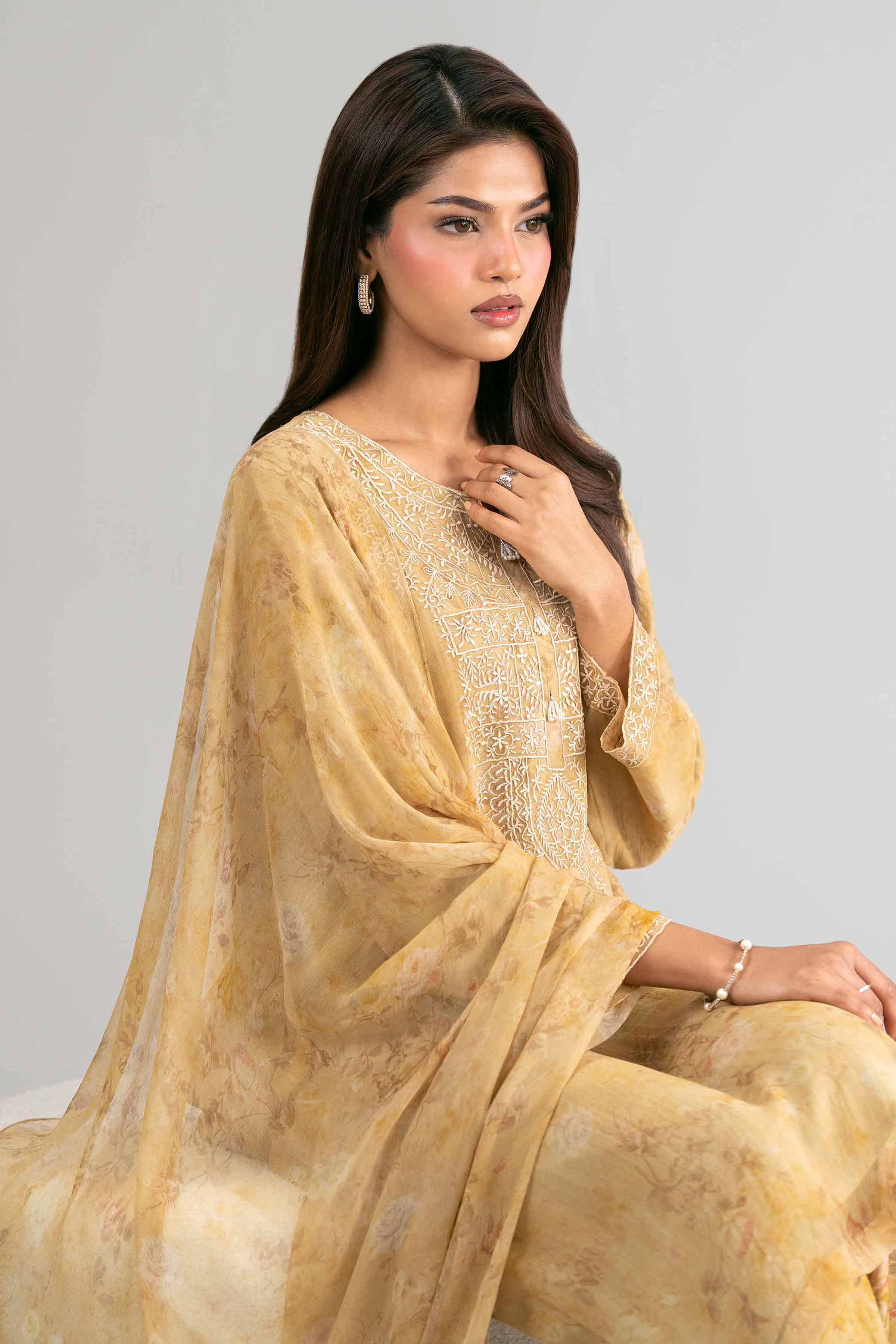 3 Piece - Digital Printed Embroidered Suit - 42619532