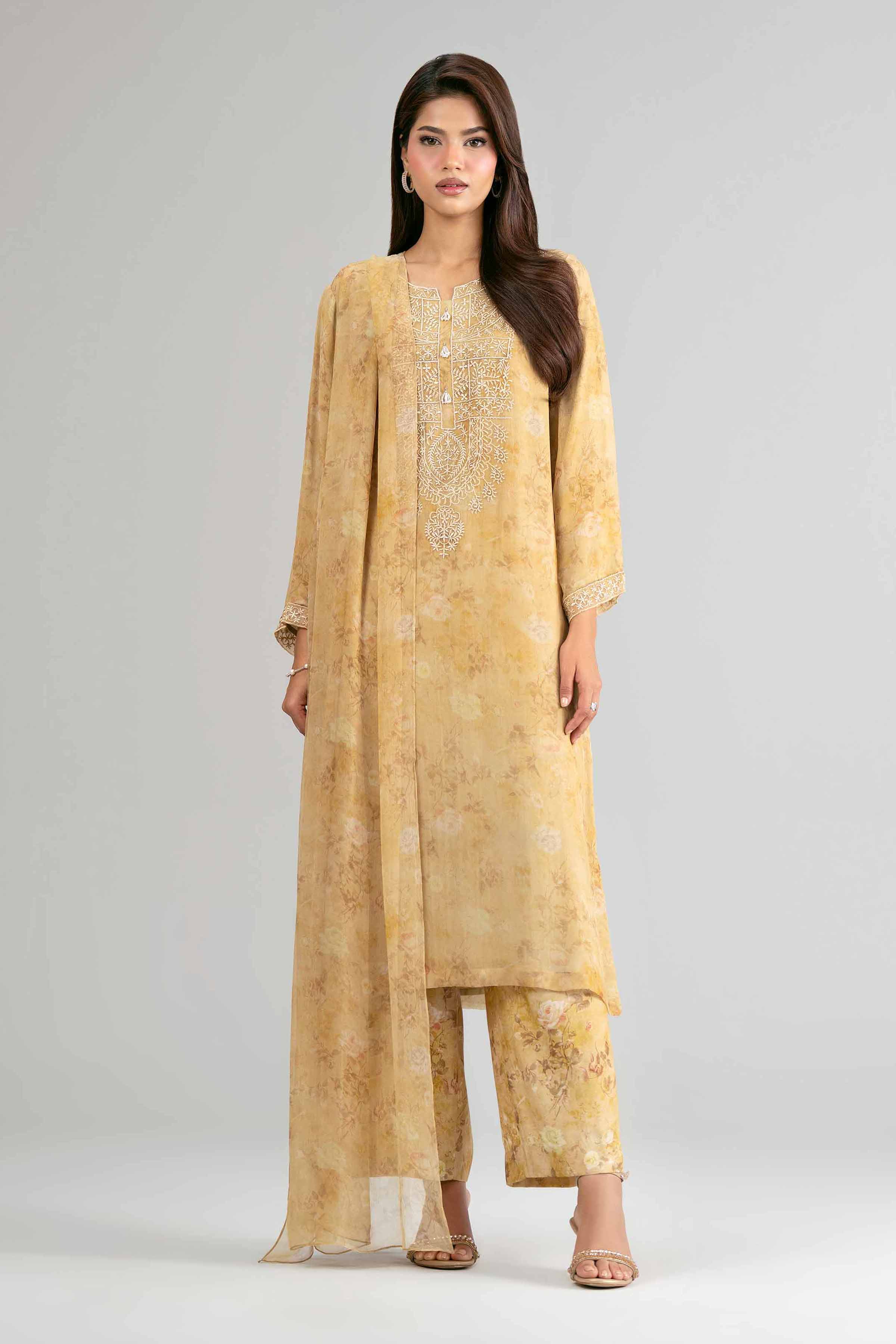 3 Piece - Digital Printed Embroidered Suit - 42619532
