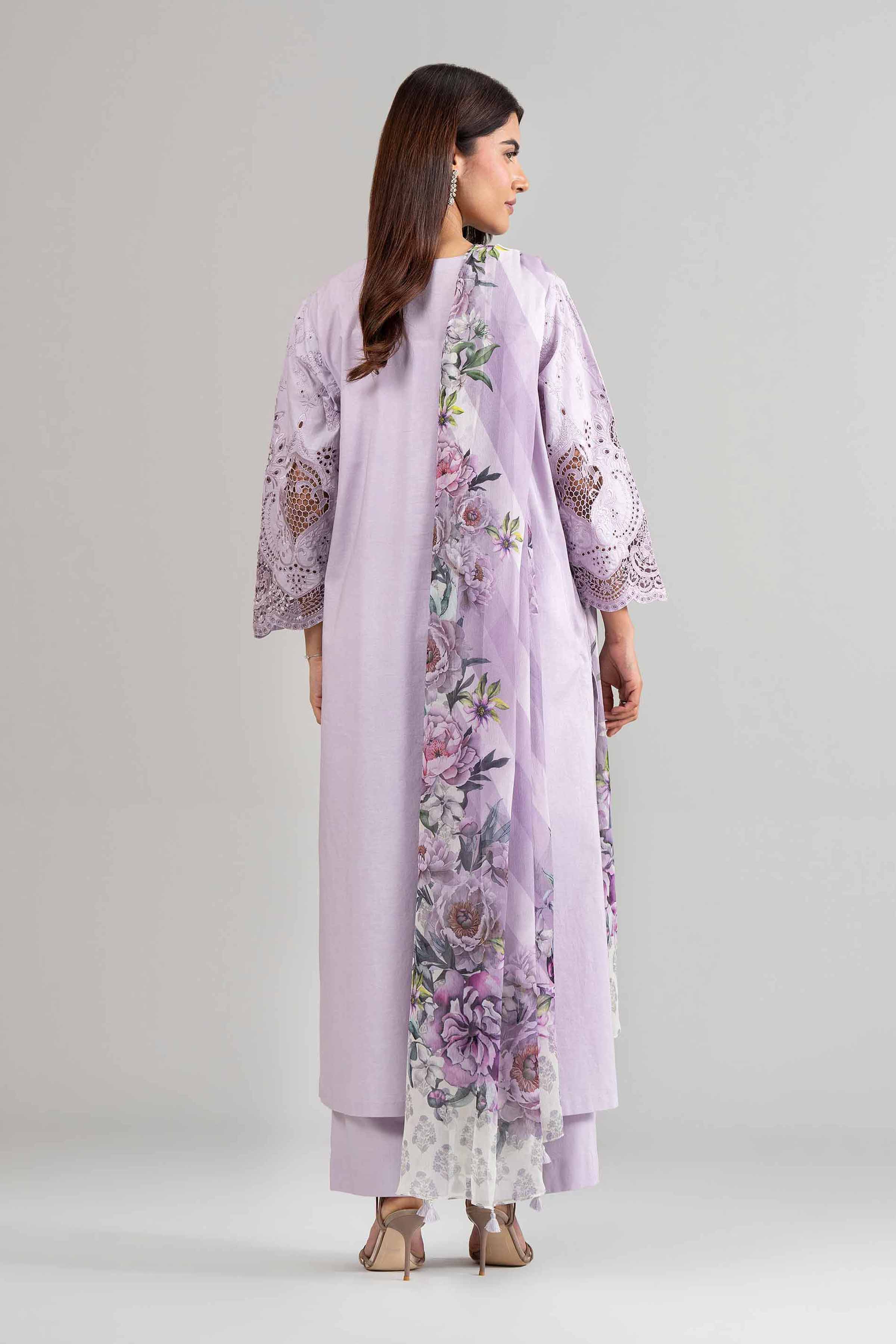 3 Piece - Printed Embroidered Suit - 42619948