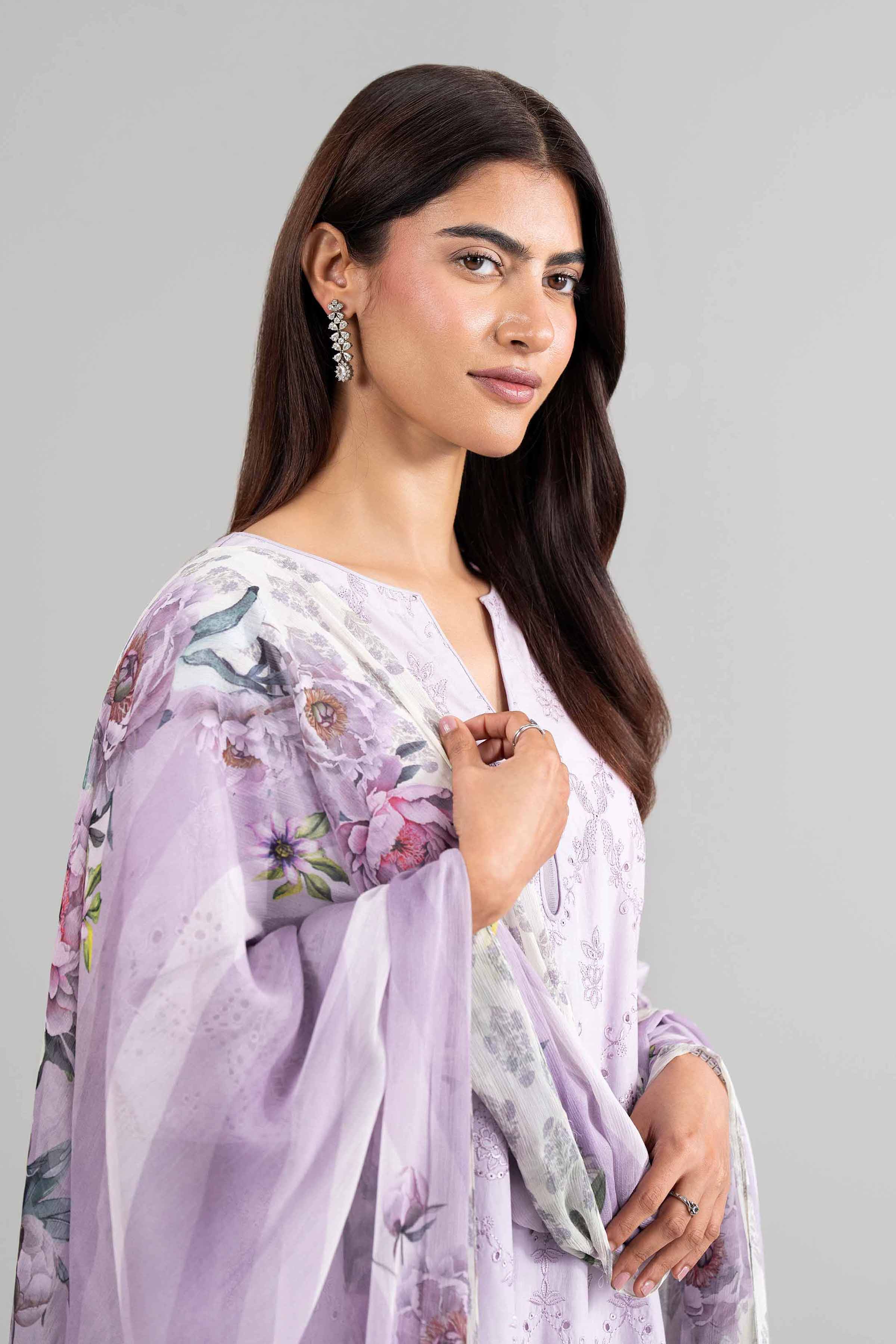 3 Piece - Printed Embroidered Suit - 42619948