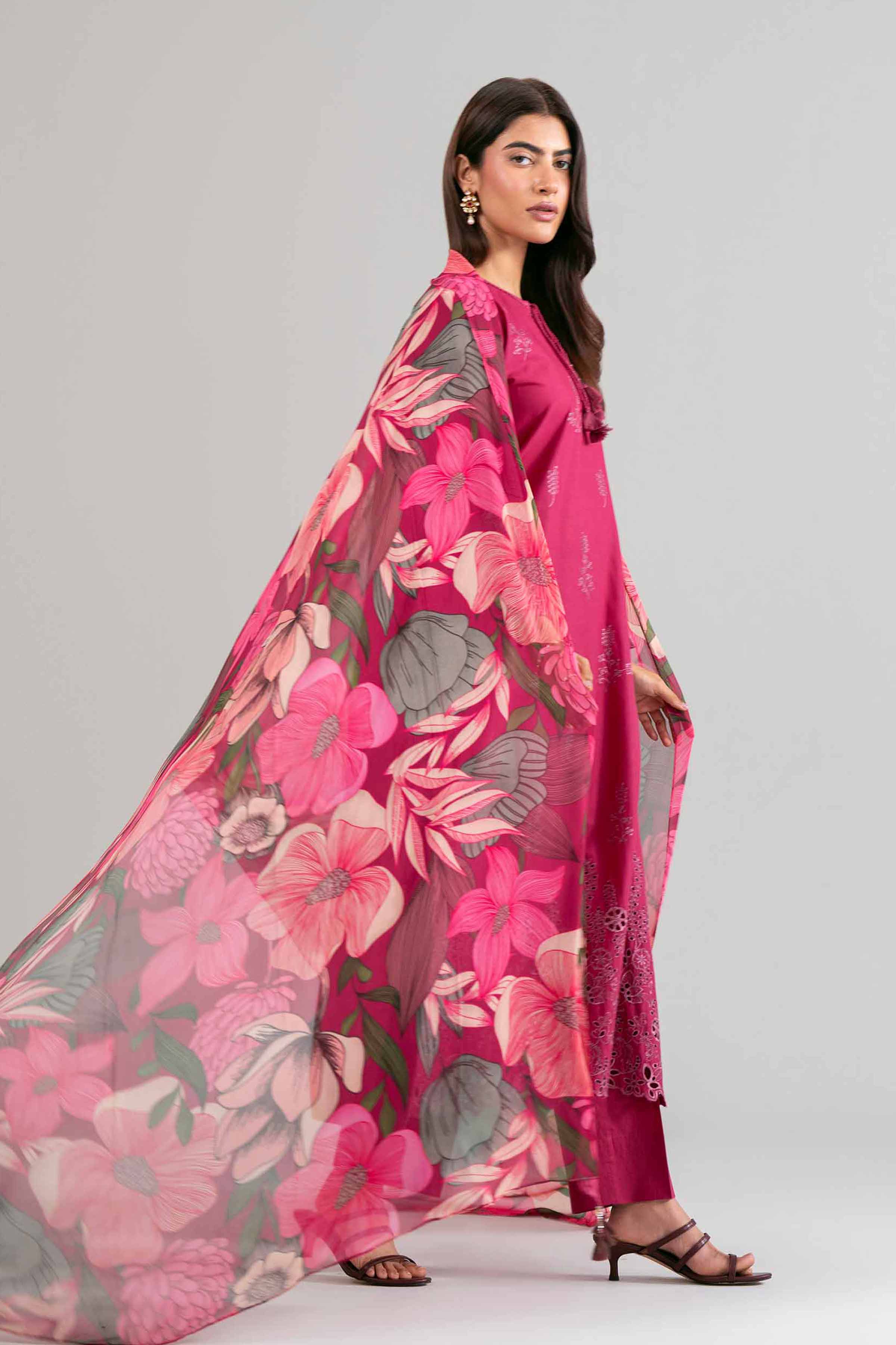 3 Piece - Printed Embroidered Suit - 42619956