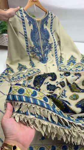 Aneelas Karandi Emb 3pc Palachi Shawl [KR-26-11] [Est. Dispatch Time 2.5 Months]