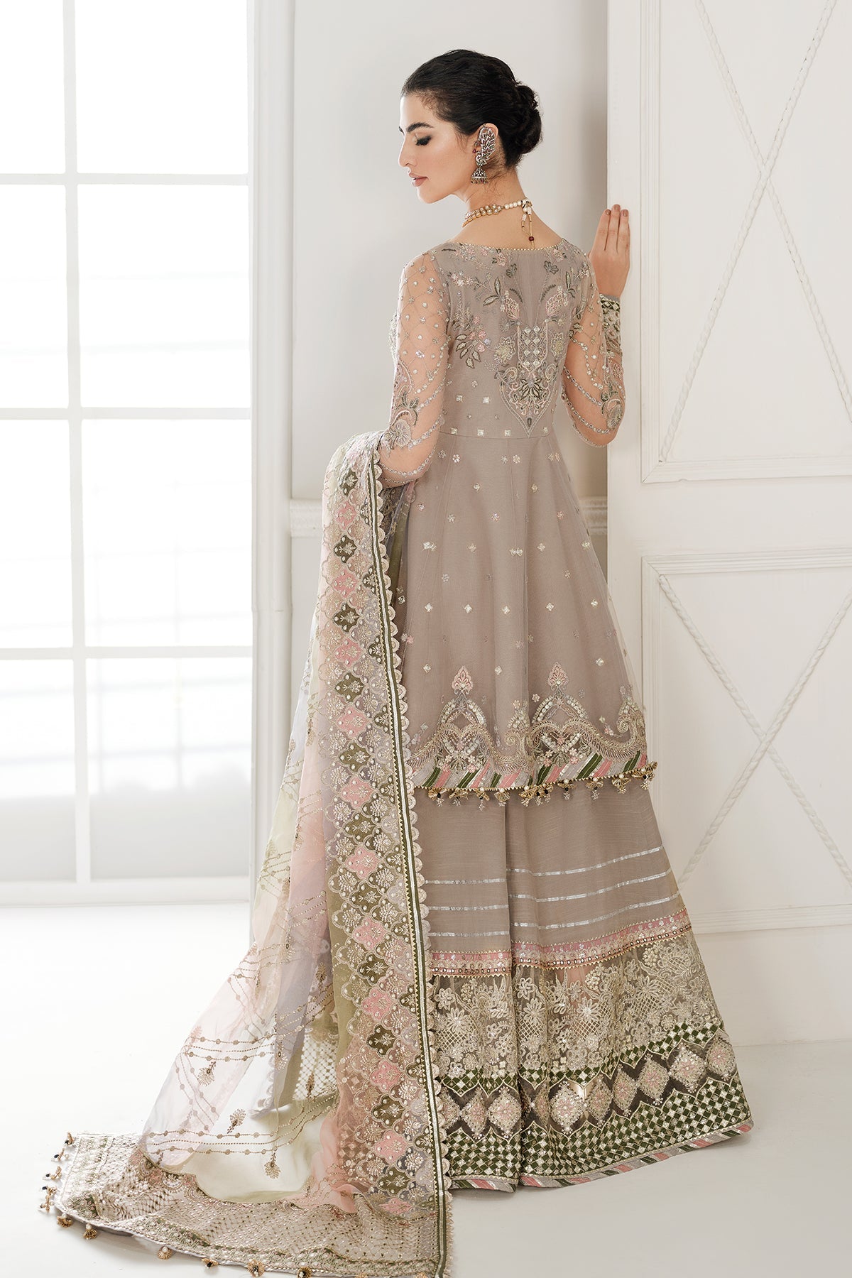 EMBROIDERED NET CH10-08 UNSTITCHED