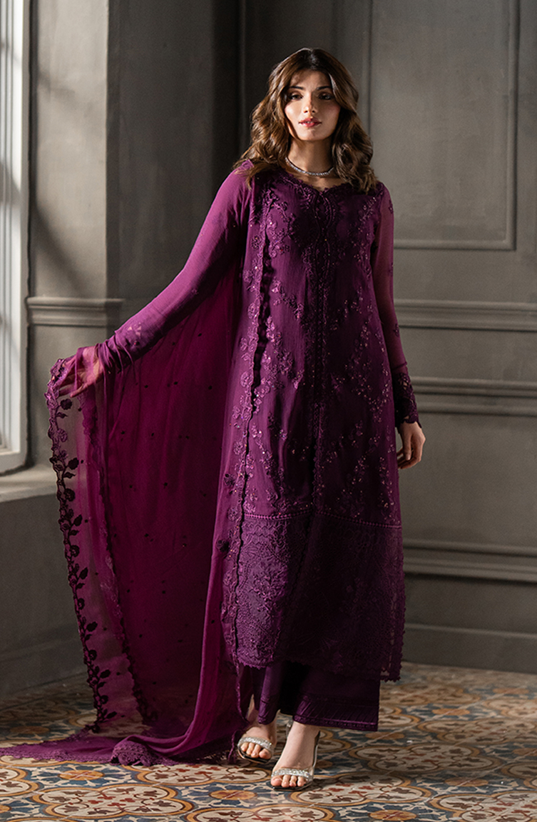 Azure Wedding Festive Luxury Chiffon Embroidered Collection Rose Noir