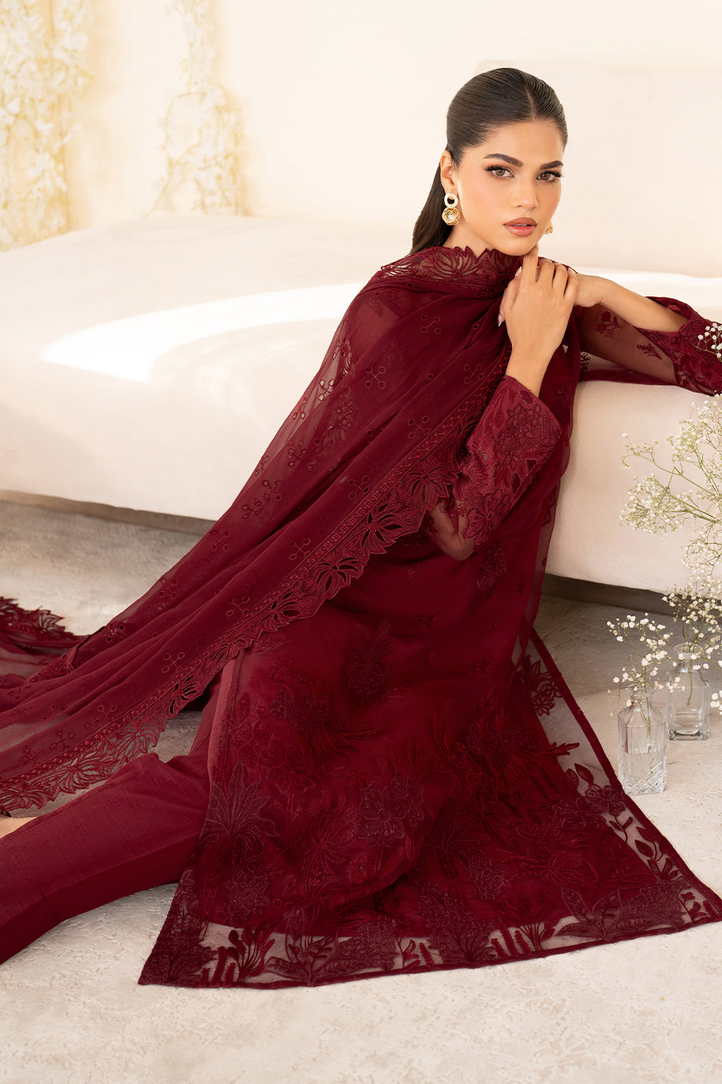 UE-438 Embroidered Pure Organza