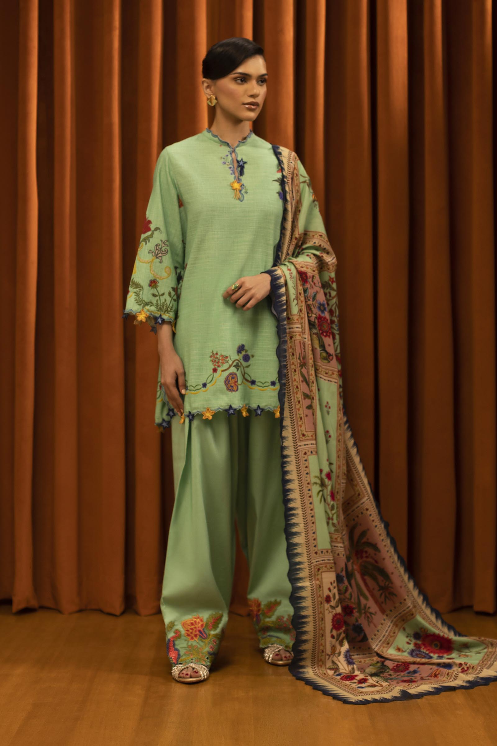 Unstitched Slub Muzlin 3 Piece Suit