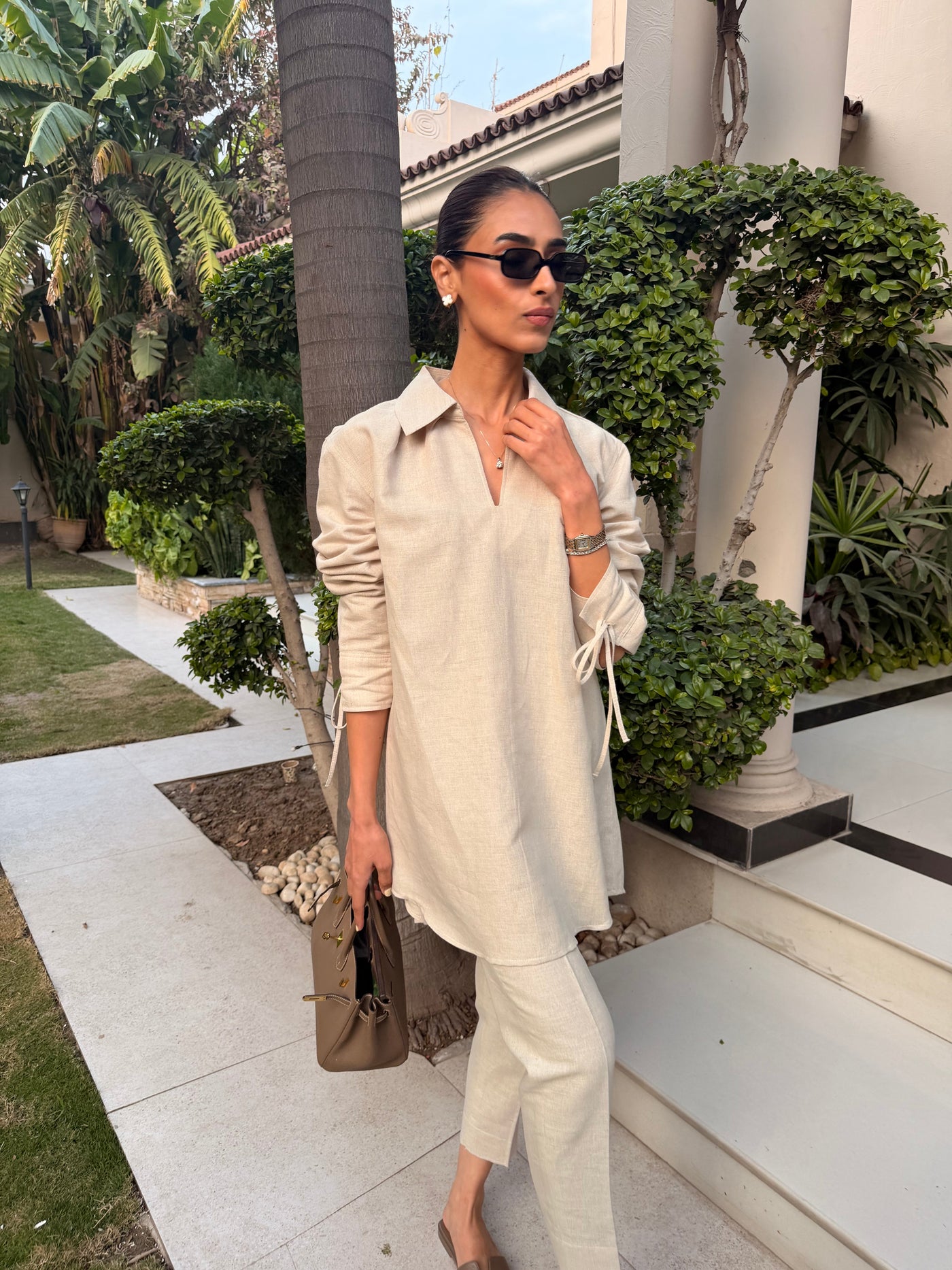 Beige Bow Set