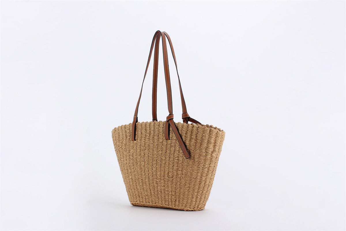Elsa Brown Raffia Tote Bag