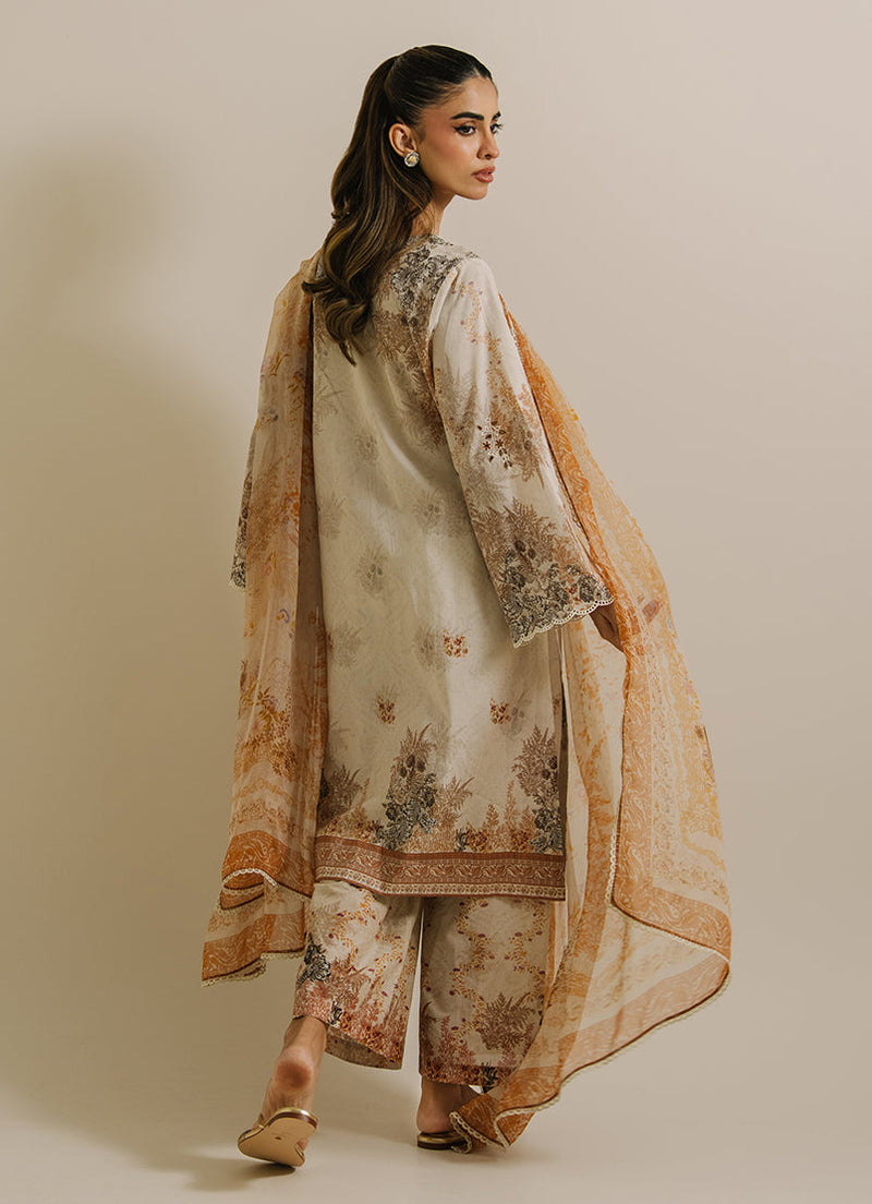3 Pc Printed Embroidered Suit