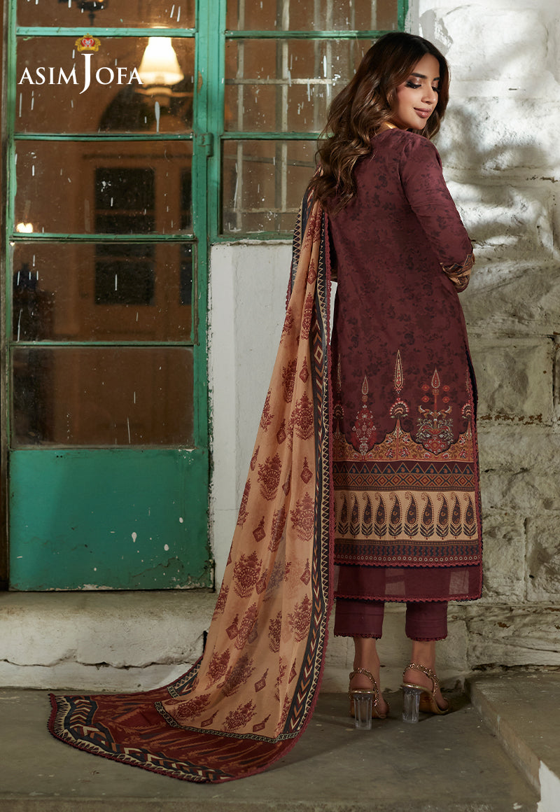 AJSO-233 Unstitched 3 Pcs Shirt Dupatta Trouser