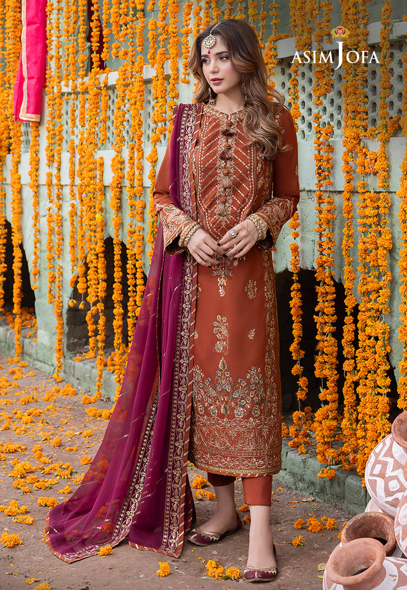 AJAB-14 DESIGNERS EMBROIDERED STITCHED 3 PCS