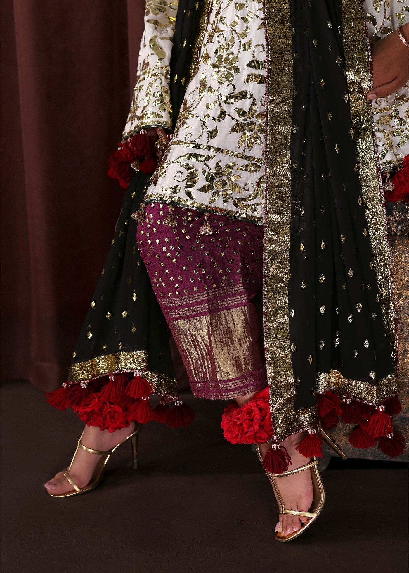 Plain Chiffon Dupatta with Trimmings